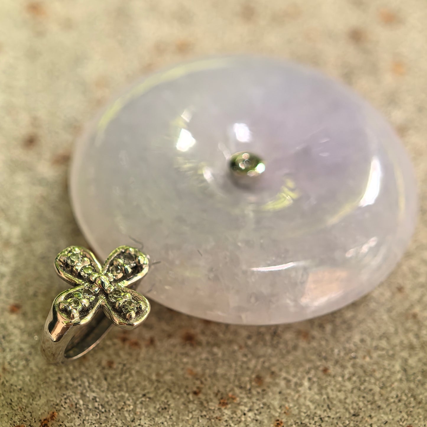 Natural Grade-A Glutinous Light Lavender 18K Gold Peace Pendant Jadeite Pendant · Burmese Jade