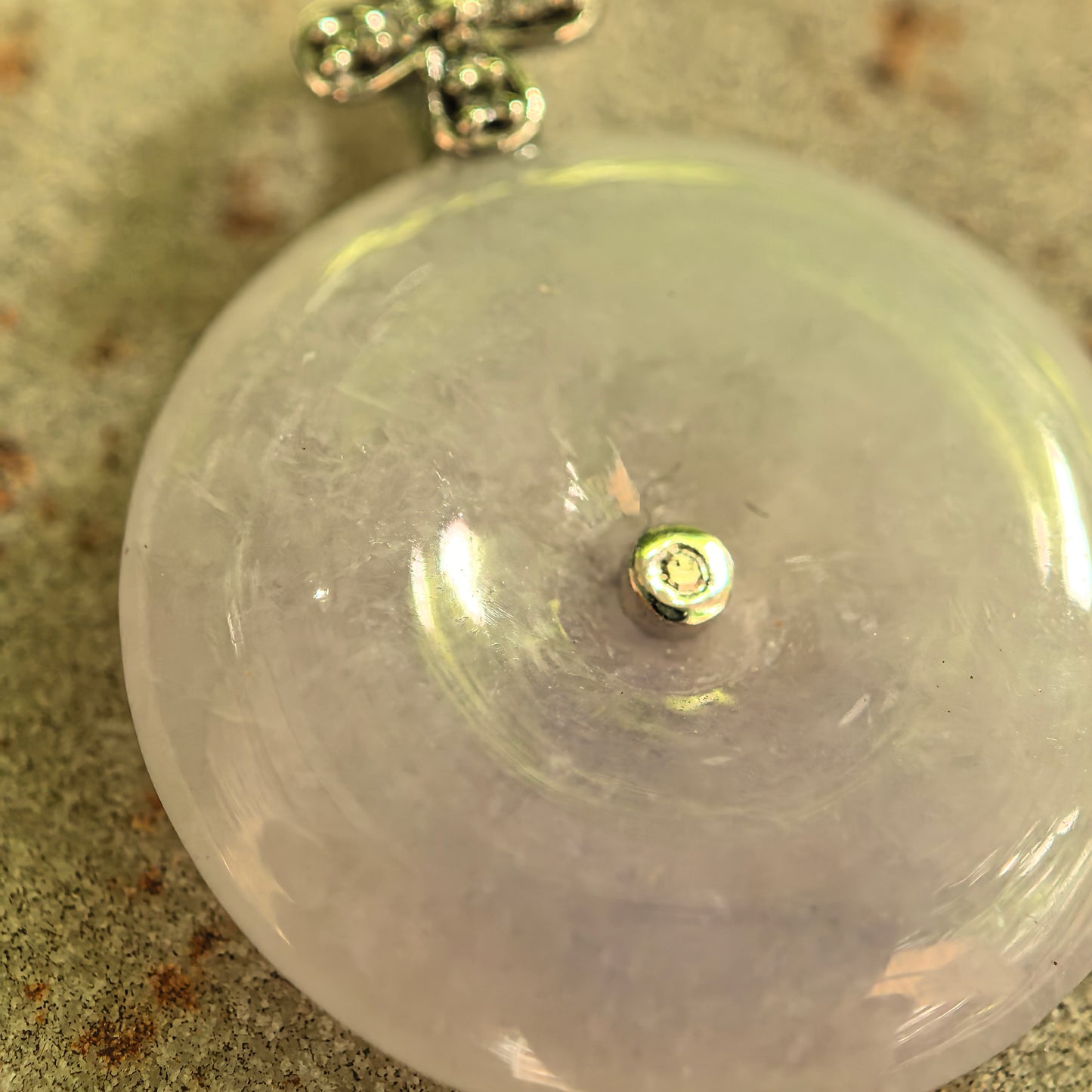 Natural Grade-A Glutinous Light Lavender 18K Gold Peace Pendant Jadeite Pendant · Burmese Jade