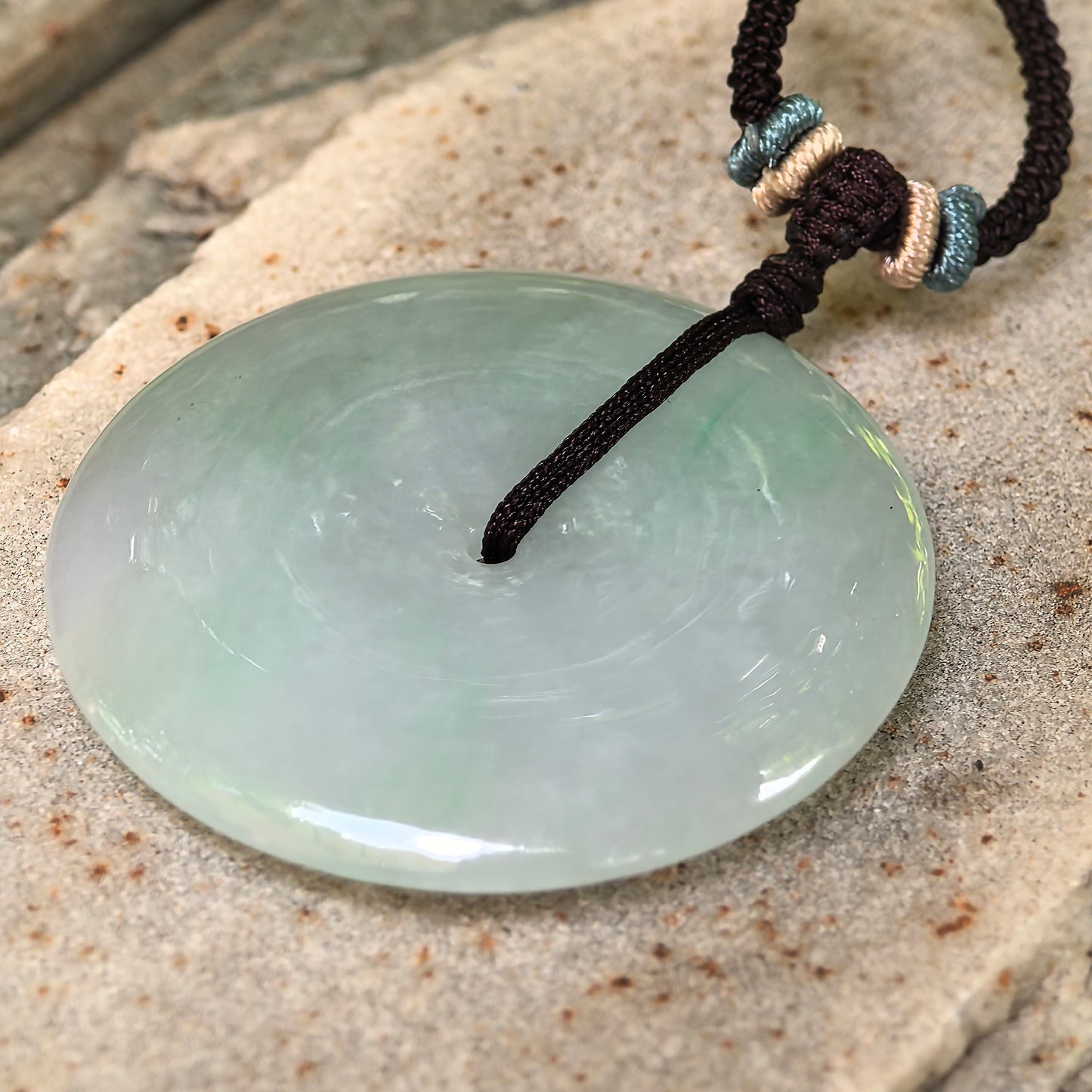Natural Grade-A Glutinous Light Green Jadeite Peace Pendant · Burmese Jade