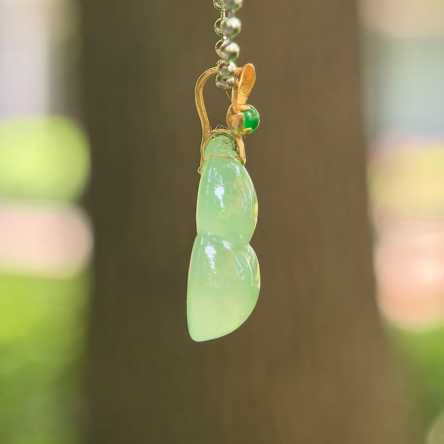 Natural Grade-A Icy Light Green Gourd Jadeite Pendant · Burmese Jade