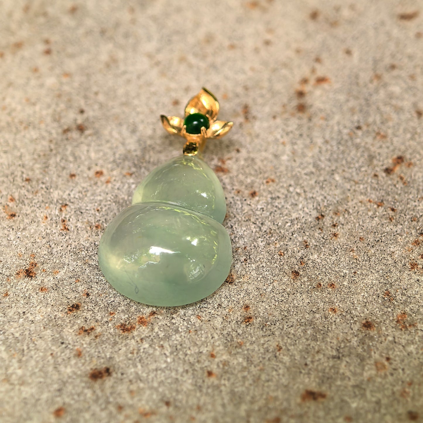 Natural Grade-A Icy Light Green Gourd Jadeite Pendant · Burmese Jade