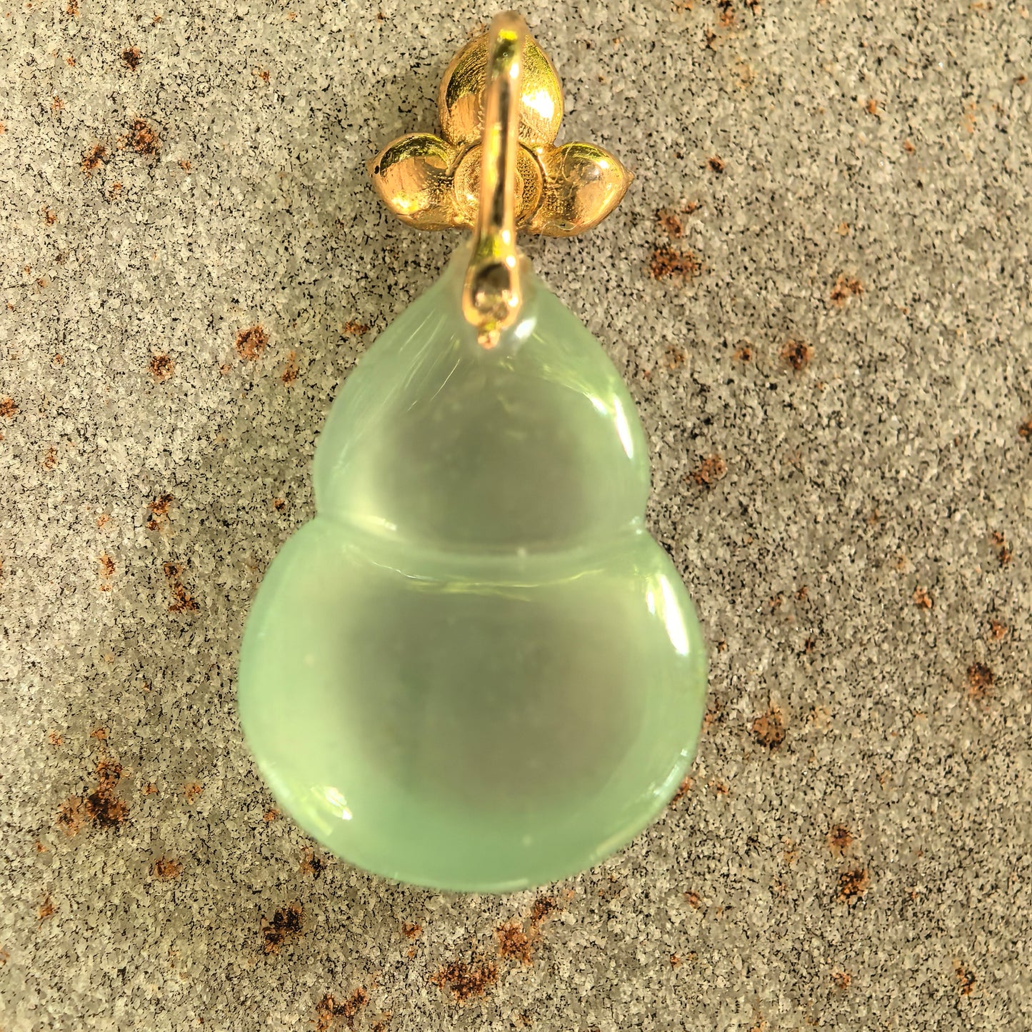 Natural Grade-A Icy Light Green Gourd Jadeite Pendant · Burmese Jade