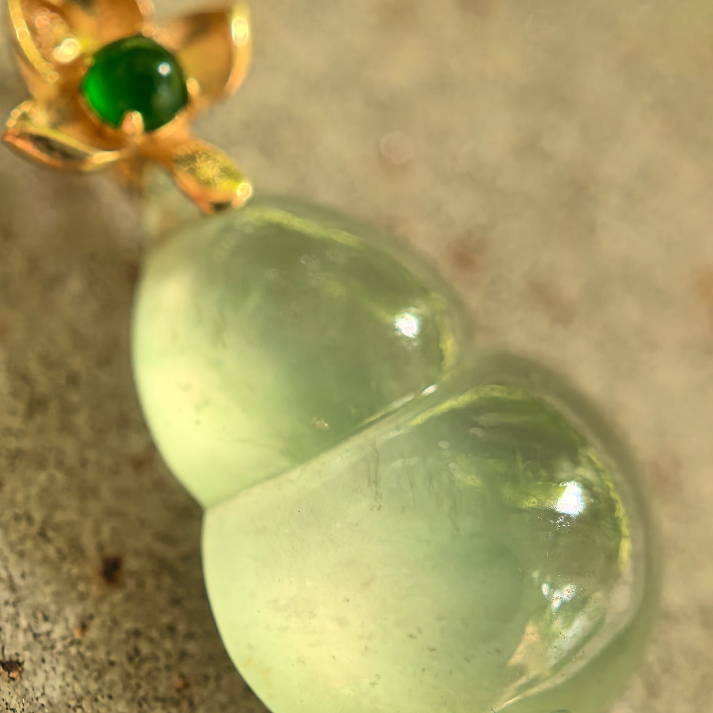 Natural Grade-A Icy Light Green Gourd Jadeite Pendant · Burmese Jade