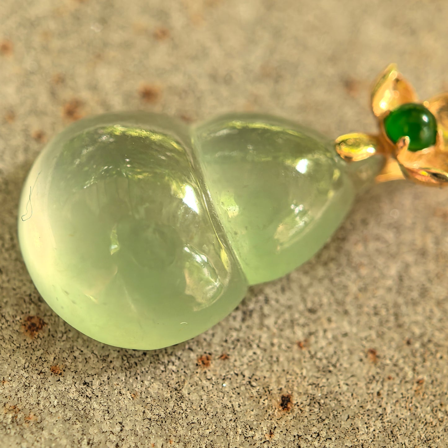 Natural Grade-A Icy Light Green Gourd Jadeite Pendant · Burmese Jade