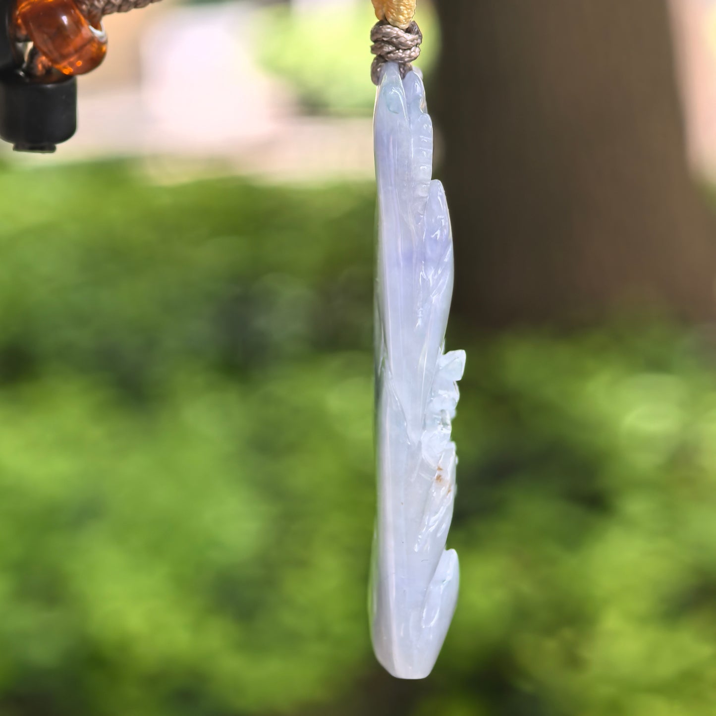 Natural Grade-A Icy Glutinous Purple Landscape Plaque Jadeite Pendant · Burmese Jade