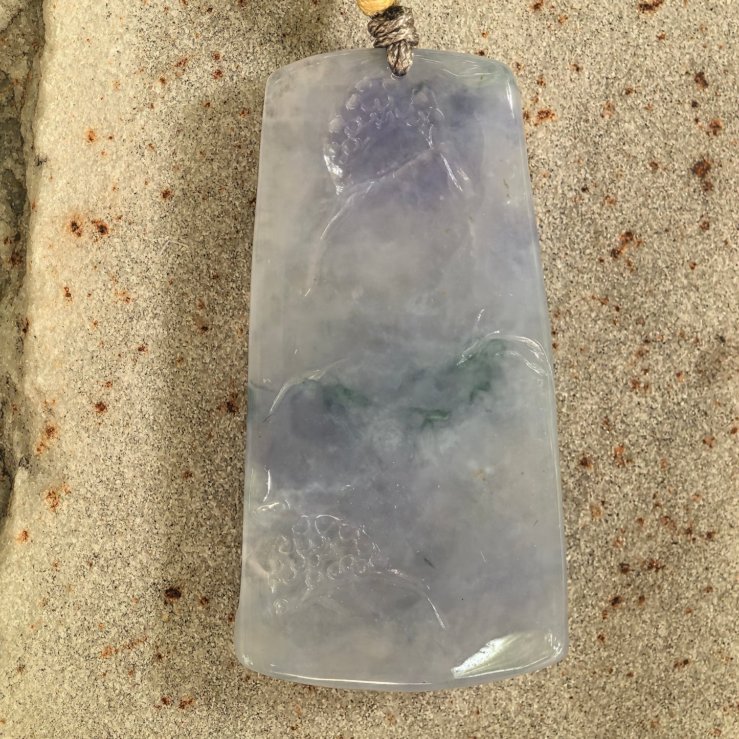 Natural Grade-A Icy Glutinous Purple Landscape Plaque Jadeite Pendant · Burmese Jade