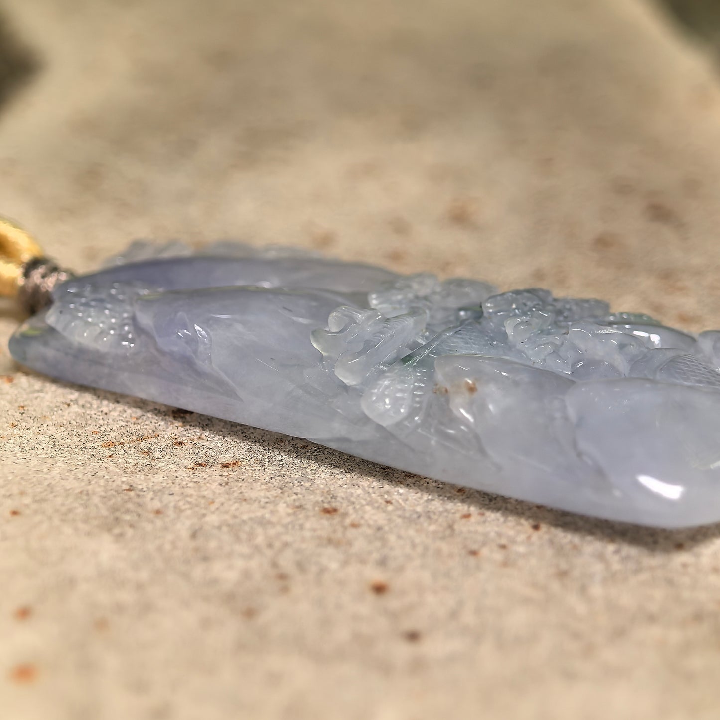 Natural Grade-A Icy Glutinous Purple Landscape Plaque Jadeite Pendant · Burmese Jade