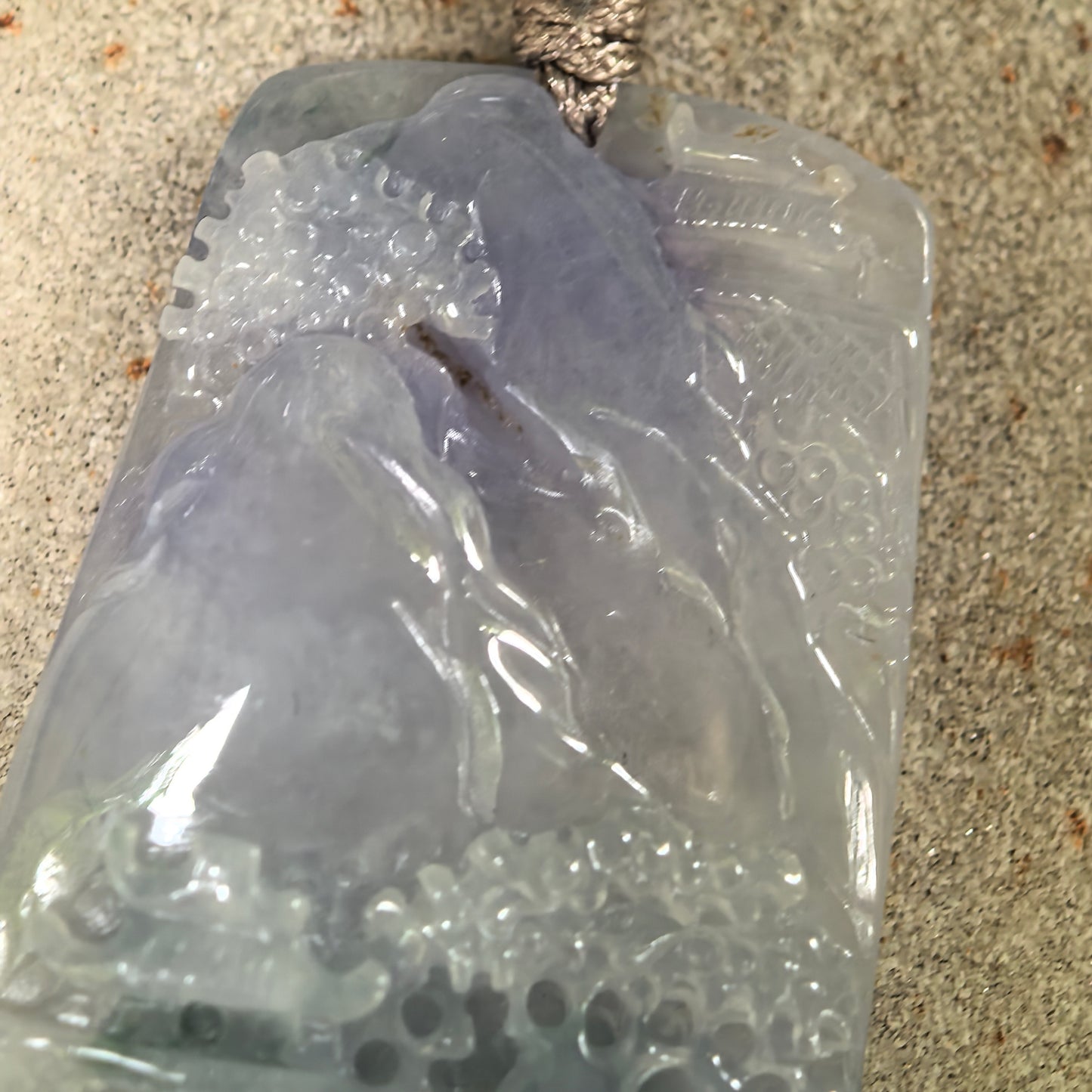 Natural Grade-A Icy Glutinous Purple Landscape Plaque Jadeite Pendant · Burmese Jade
