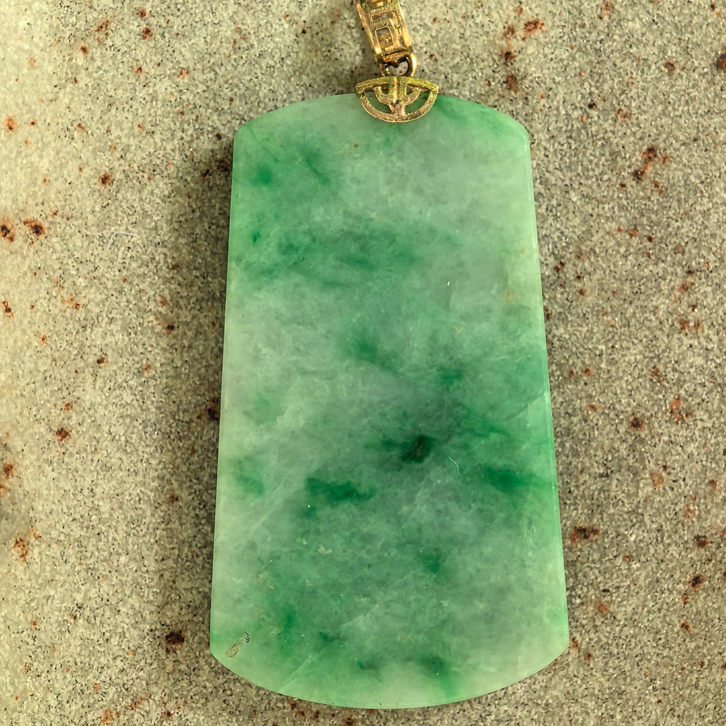 Natural Grade-A Glutinous Floating Green Plain Plaque Pendant · Burmese Jade