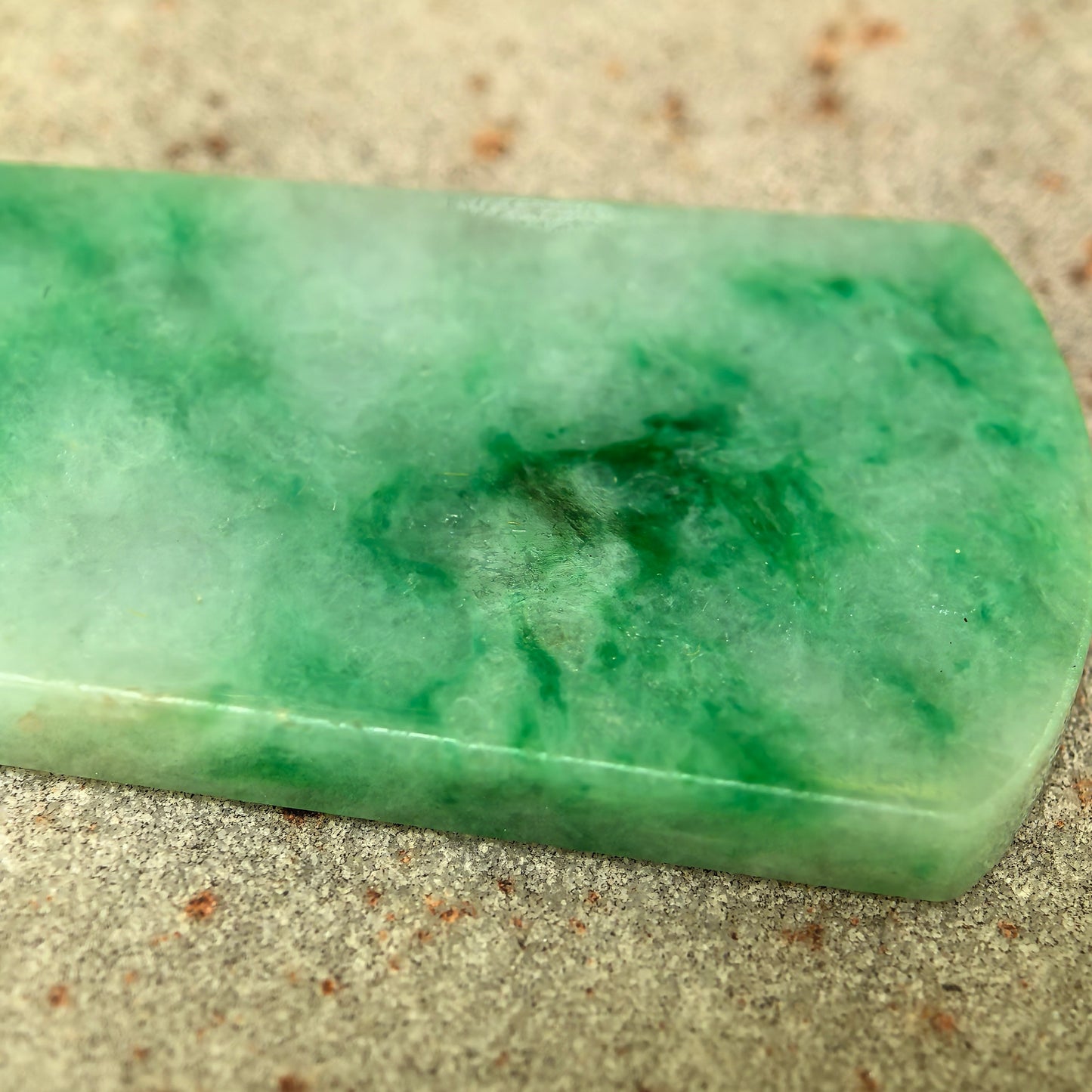 Natural Grade-A Glutinous Floating Green Plain Plaque Pendant · Burmese Jade
