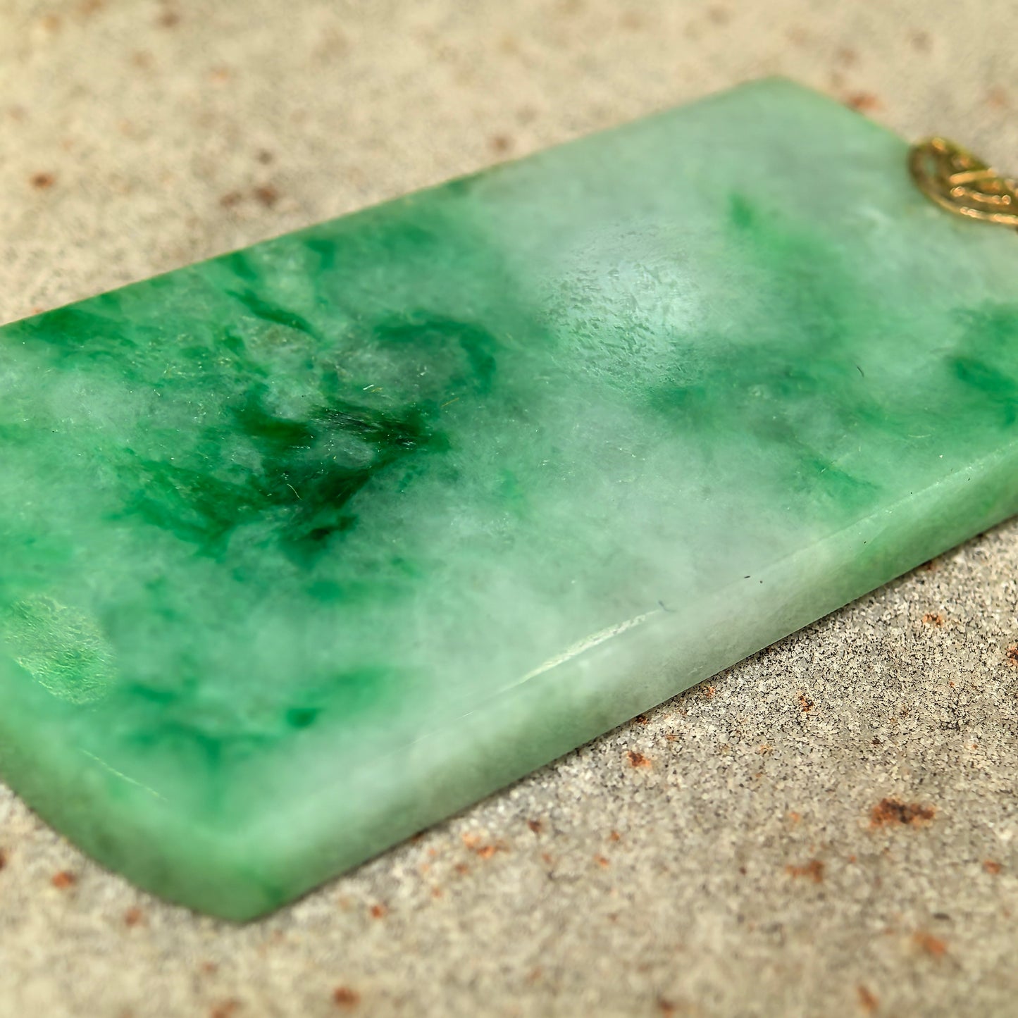 Natural Grade-A Glutinous Floating Green Plain Plaque Pendant · Burmese Jade