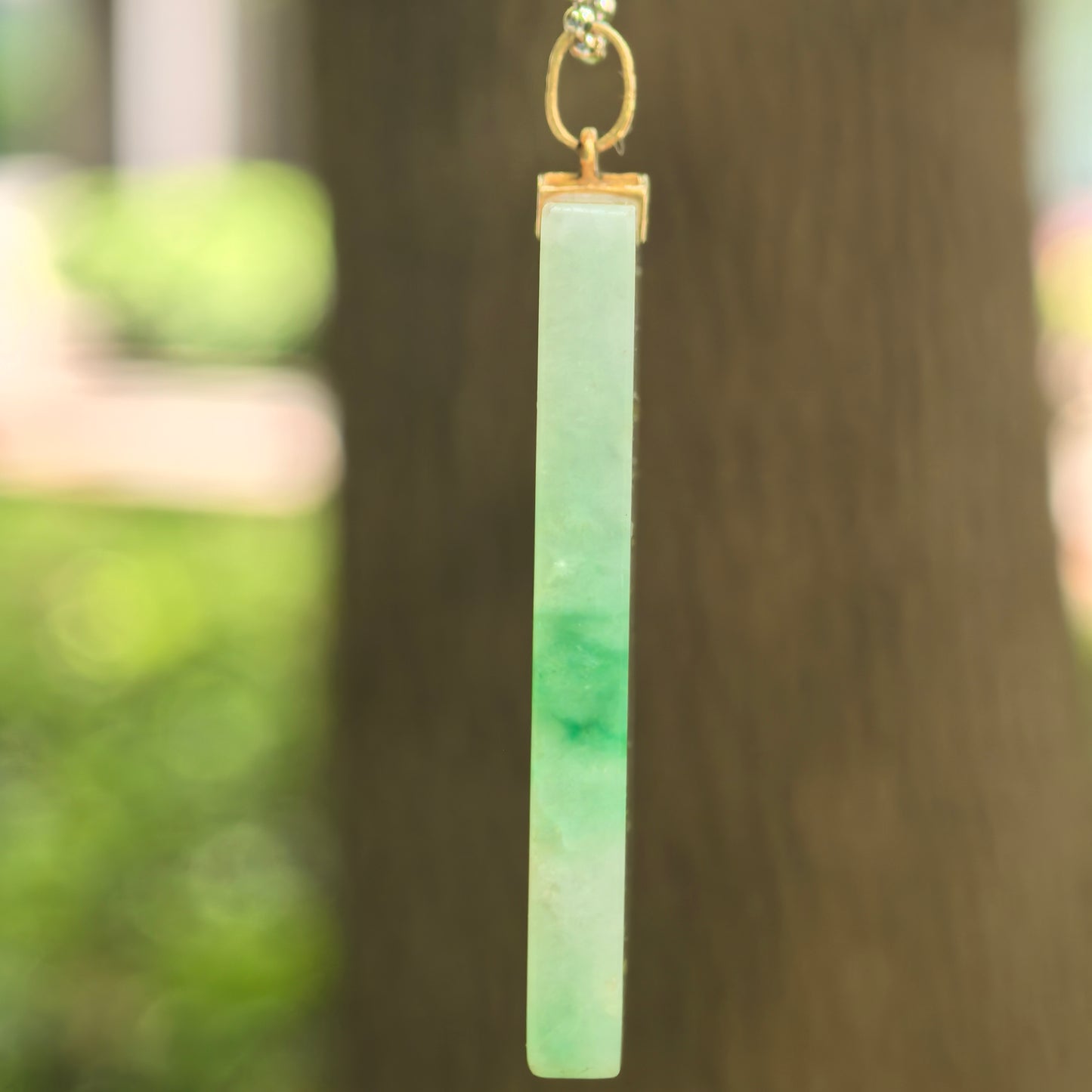 Natural Grade-A Jadeite Glutinous Floating Green Plain Plaque Pendant · Burmese Jade