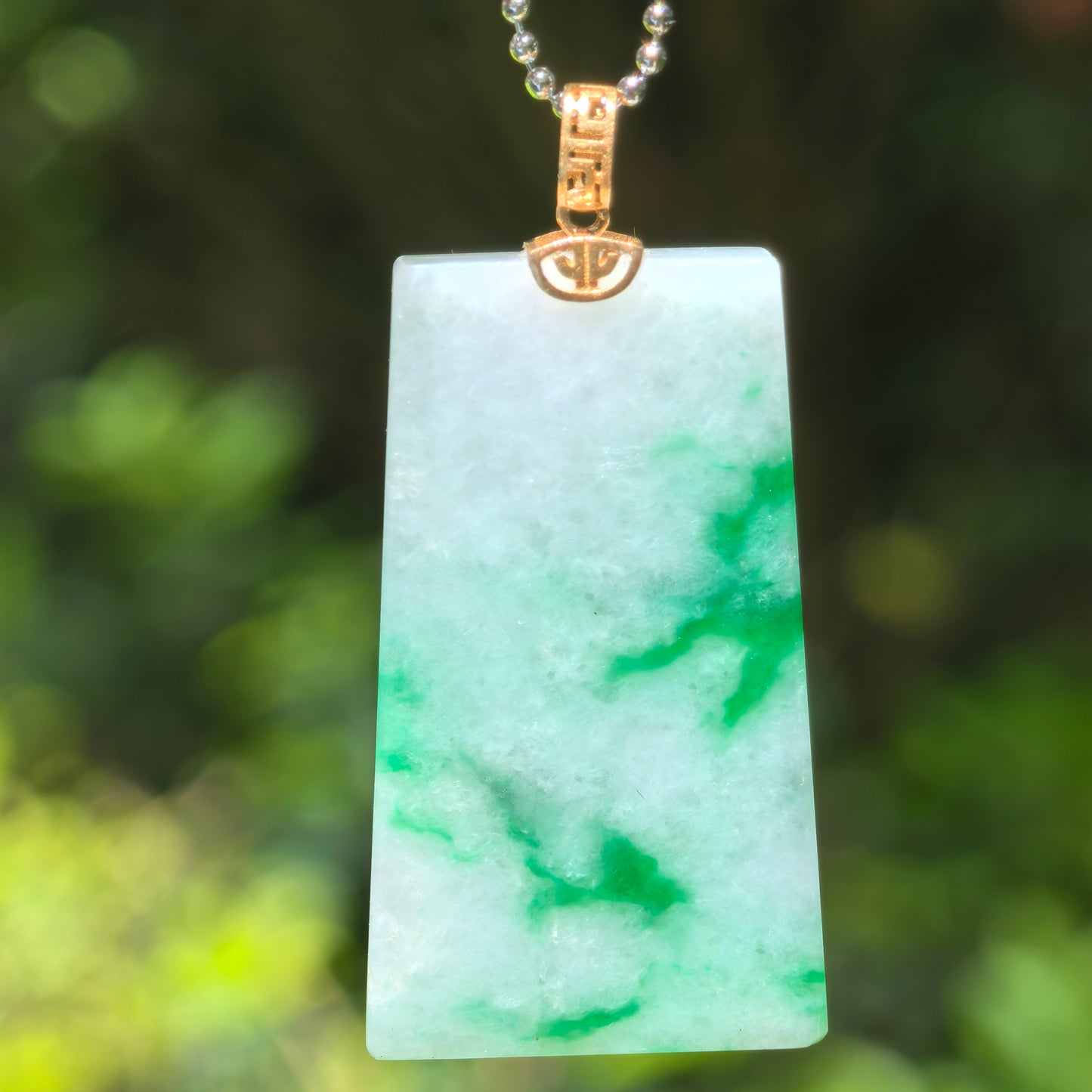 Natural Grade-A Jadeite Glutinous Floating Green Plain Plaque Pendant · Burmese Jade