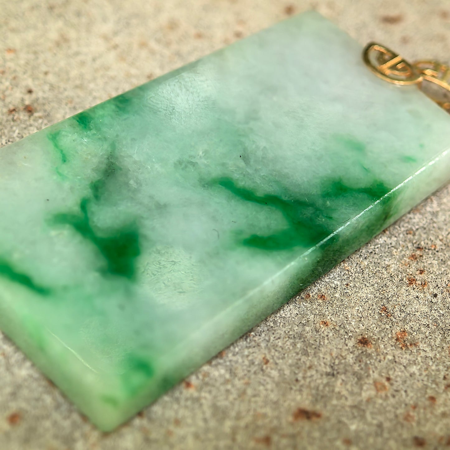 Natural Grade-A Jadeite Glutinous Floating Green Plain Plaque Pendant · Burmese Jade