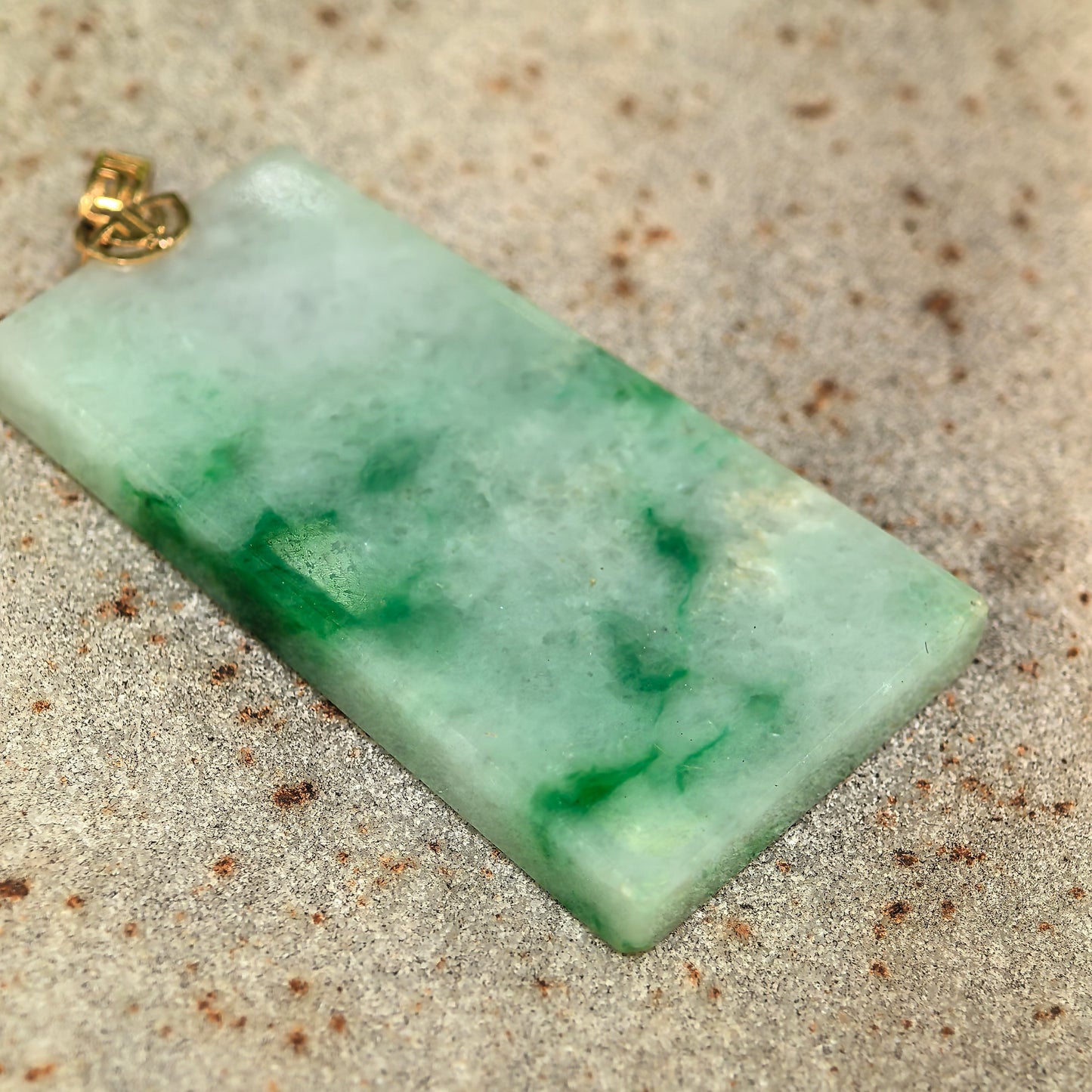 Natural Grade-A Jadeite Glutinous Floating Green Plain Plaque Pendant · Burmese Jade