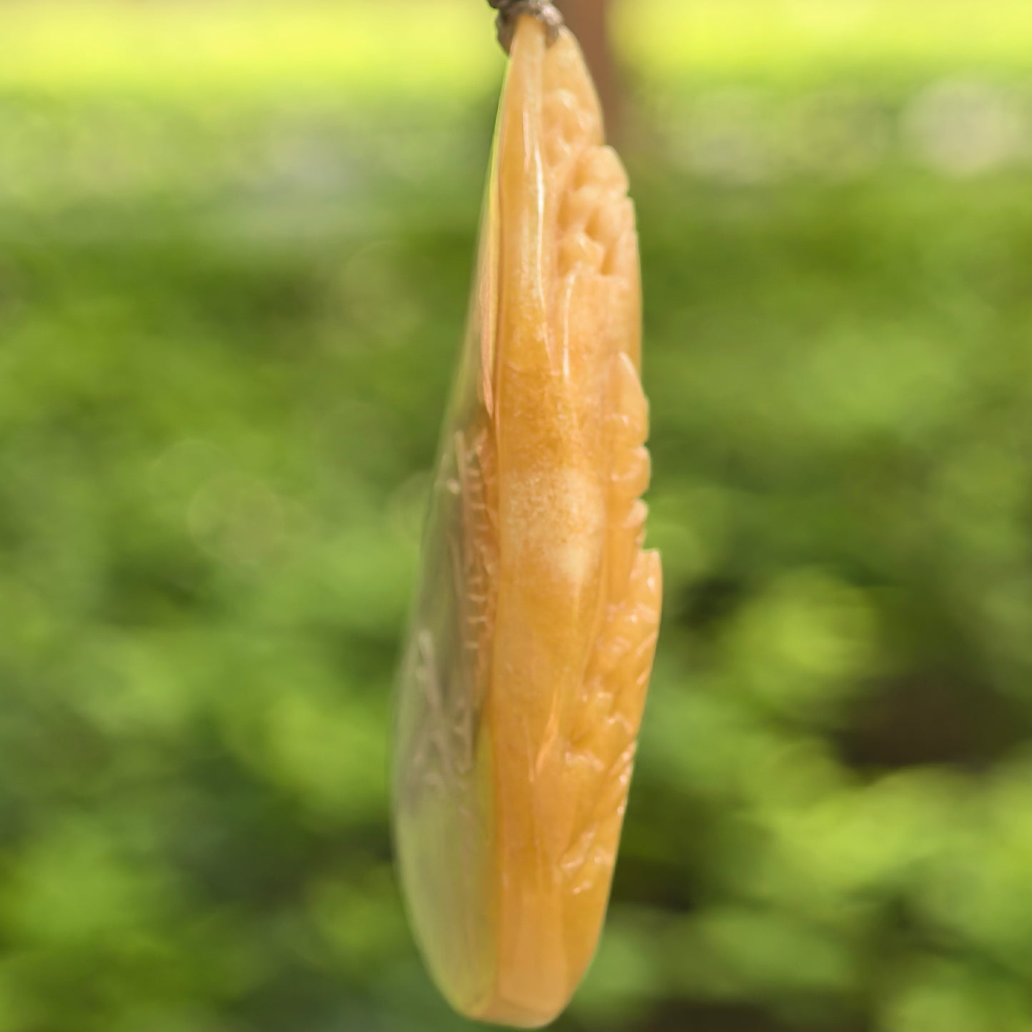Natural Grade-A Glutinous Yellow-White Landscape Jadeite Pendant · Burmese Jade