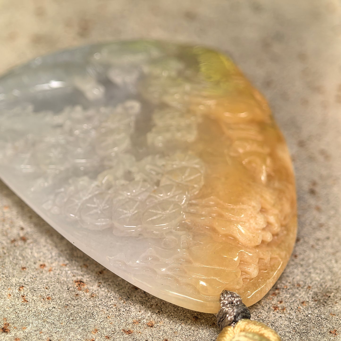 Natural Grade-A Glutinous Yellow-White Landscape Jadeite Pendant · Burmese Jade
