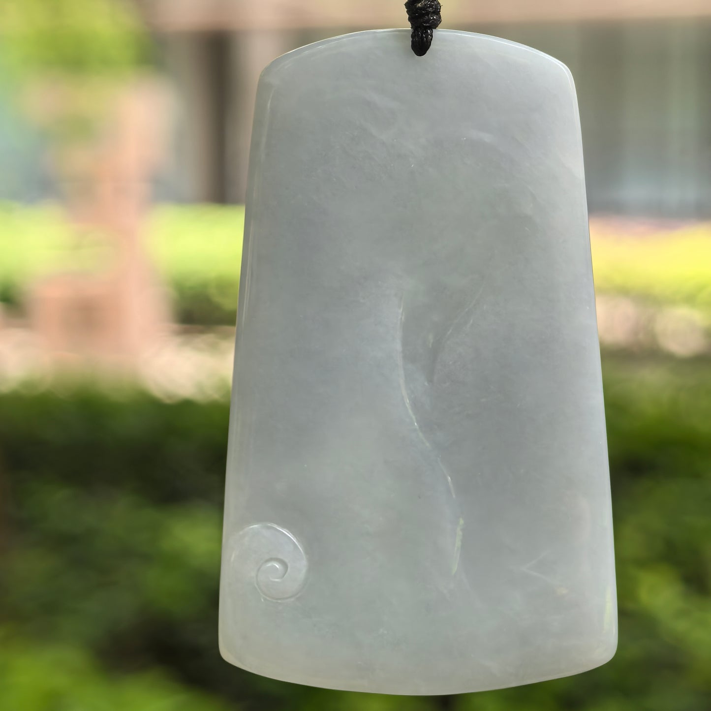 Natural Grade-A Fine Glutinous Blue Base Dragon Jadeite Plaque Pendant · Burmese Jade