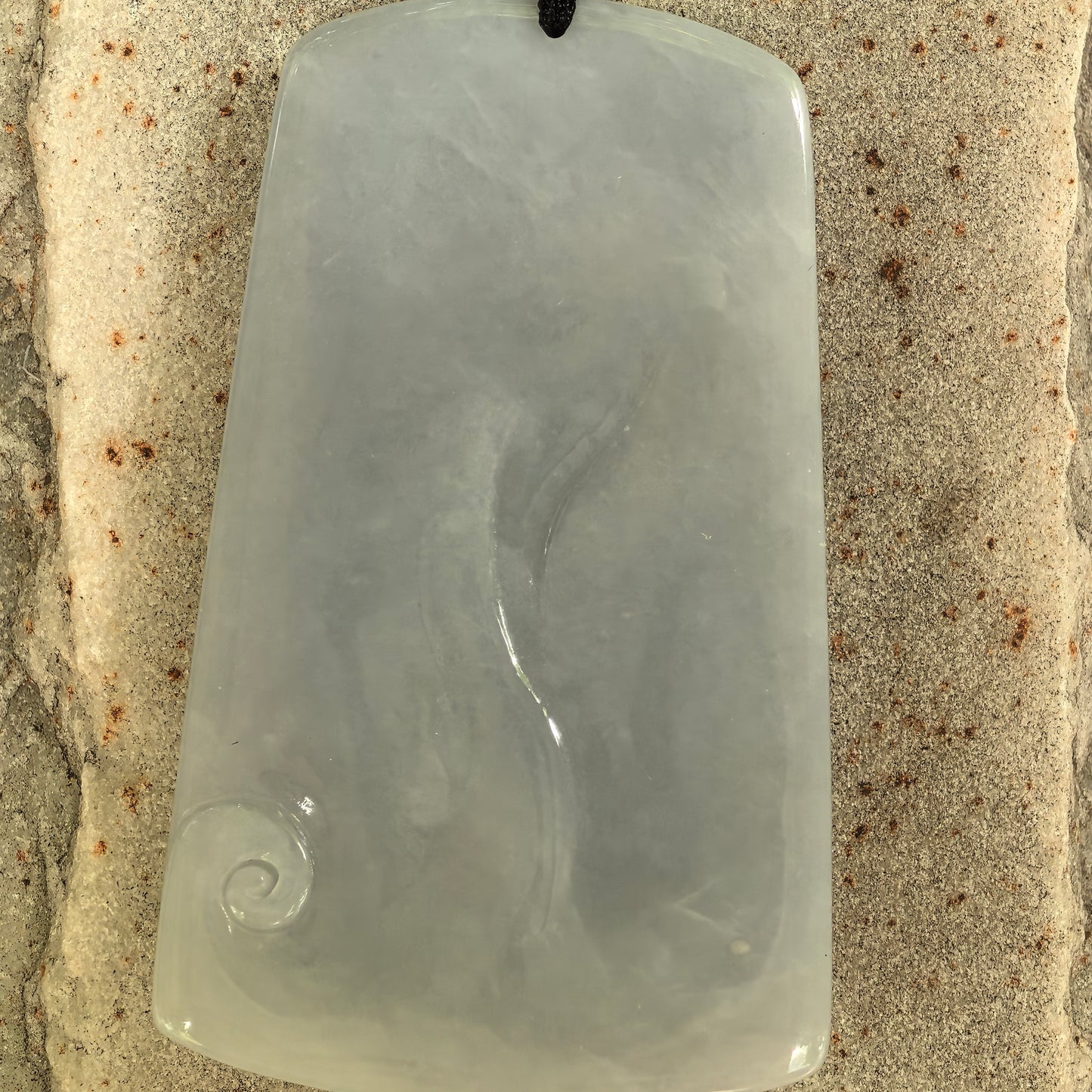 Natural Grade-A Fine Glutinous Blue Base Dragon Jadeite Plaque Pendant · Burmese Jade