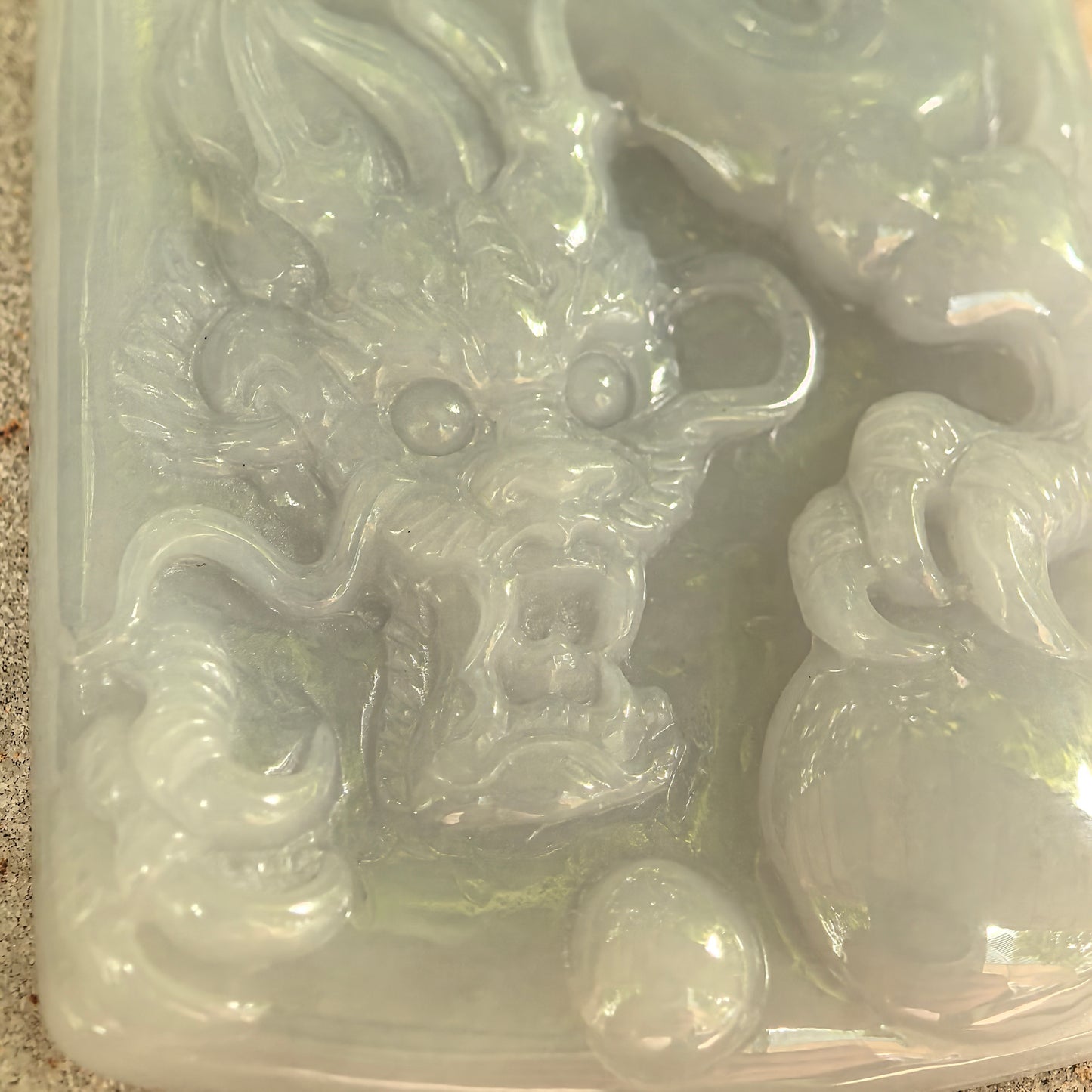 Natural Grade-A Fine Glutinous Blue Base Dragon Jadeite Plaque Pendant · Burmese Jade