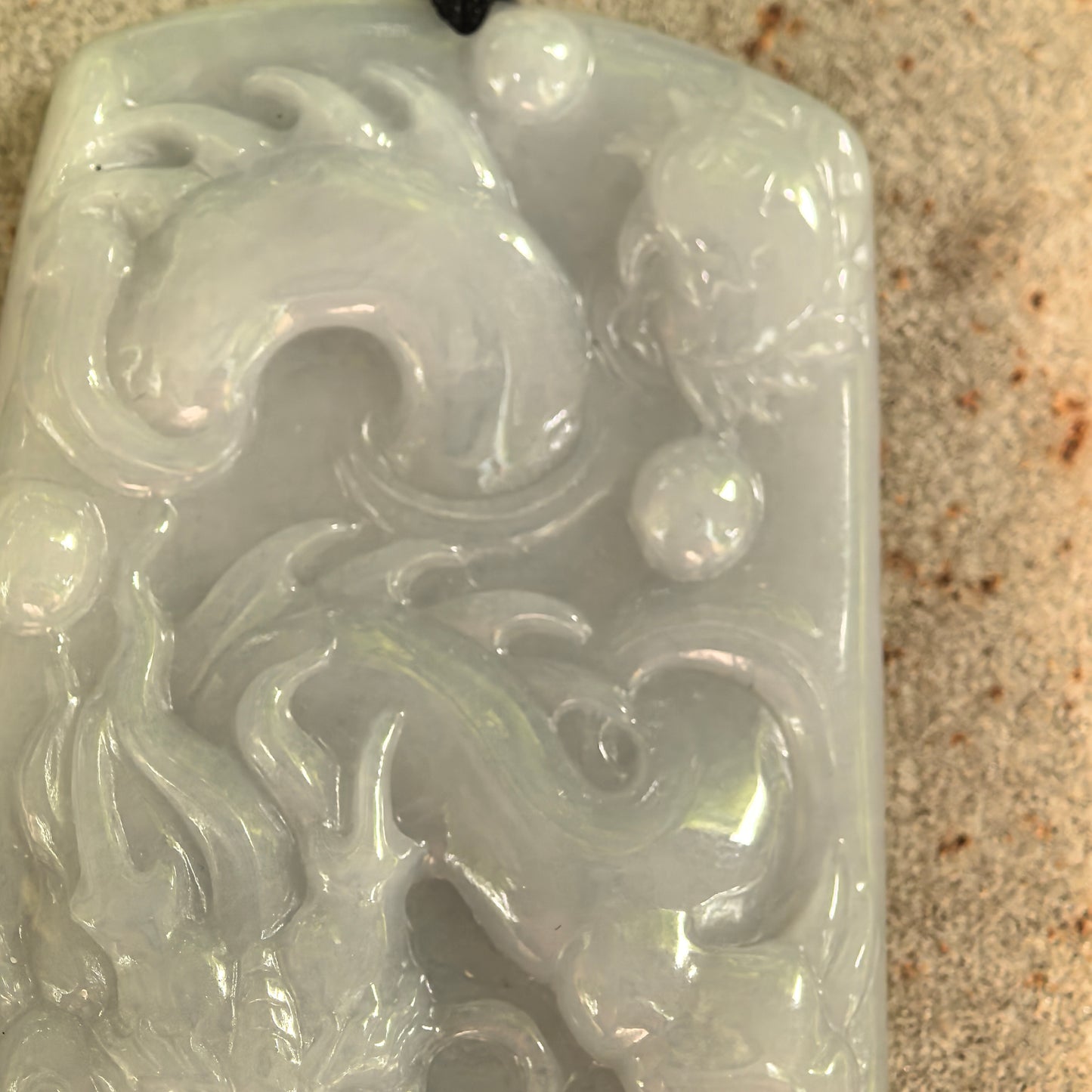 Natural Grade-A Fine Glutinous Blue Base Dragon Jadeite Plaque Pendant · Burmese Jade