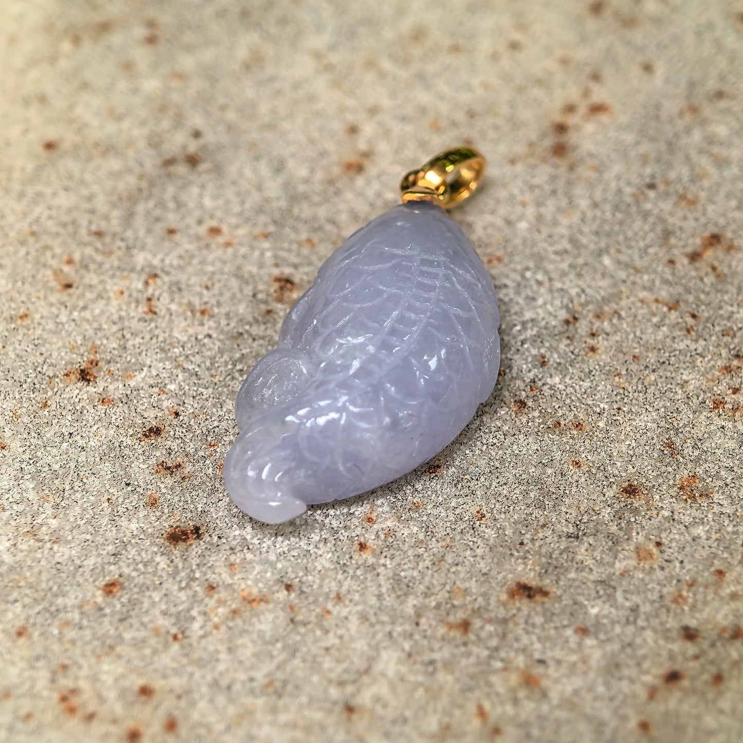 Natural Grade-A Glutinous Lavender Fish Jadeite Pendant · Burmese Jade