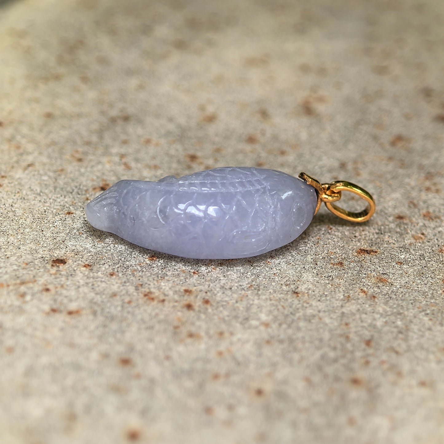 Natural Grade-A Glutinous Lavender Fish Jadeite Pendant · Burmese Jade