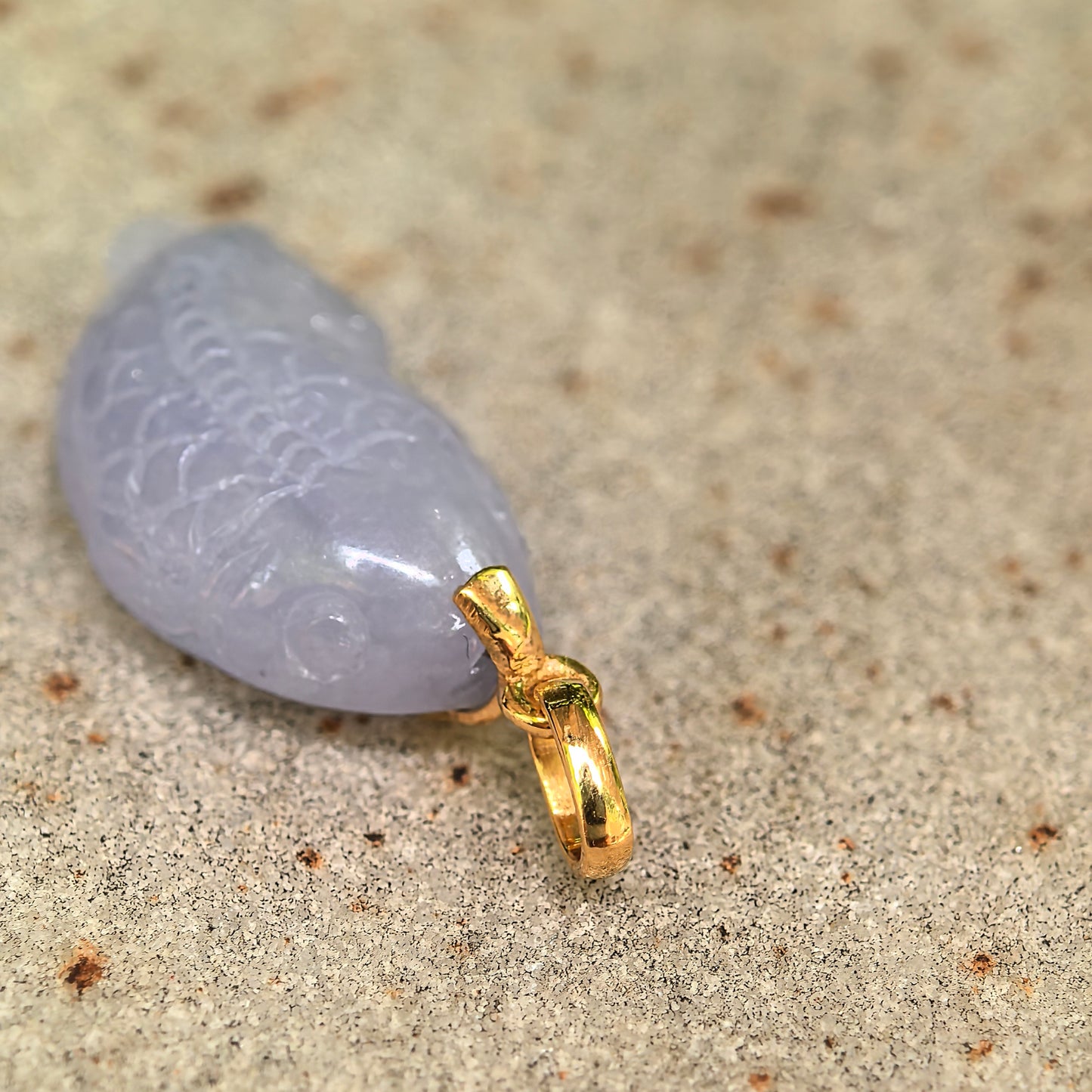 Natural Grade-A Glutinous Lavender Fish Jadeite Pendant · Burmese Jade