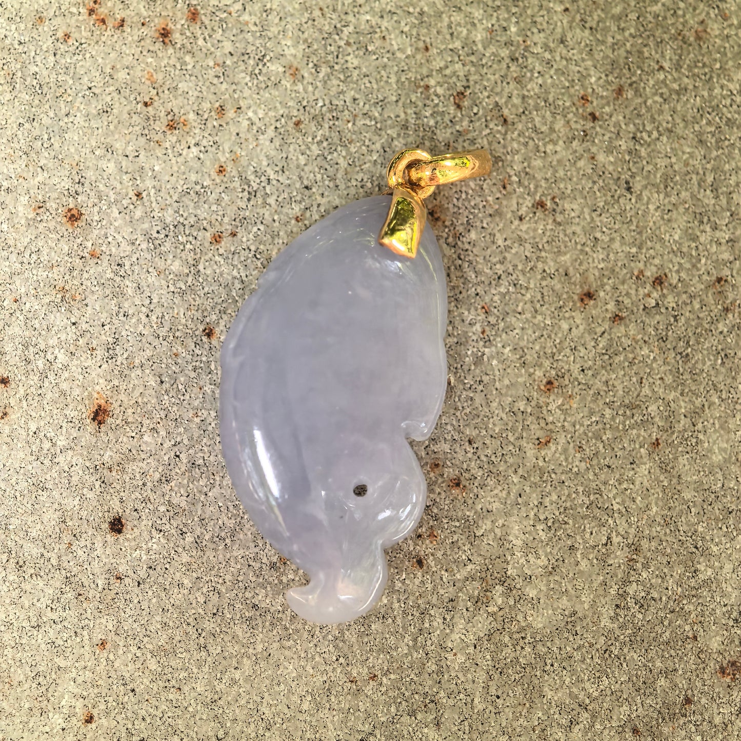 Natural Grade-A Glutinous Lavender Fish Jadeite Pendant · Burmese Jade