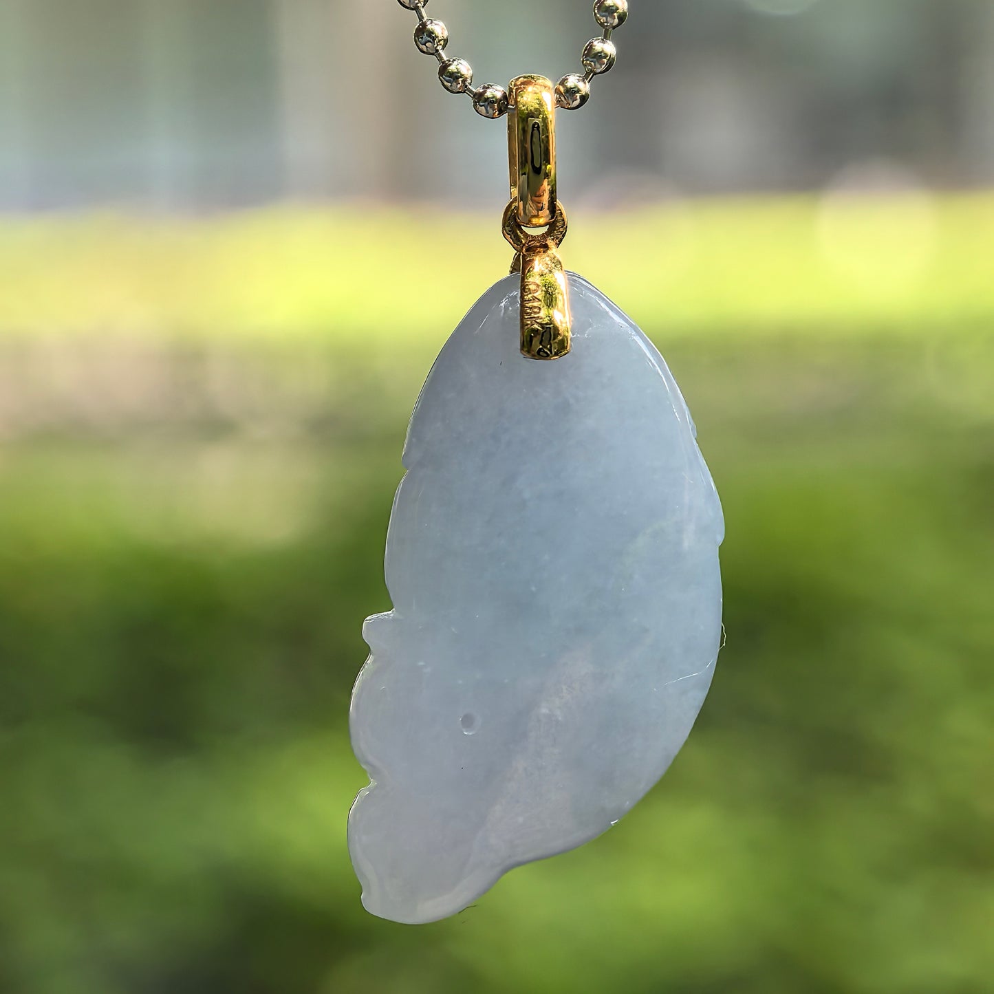 Natural Grade-A Glutinous Lavender Fish Jadeite Pendant · Burmese Jade