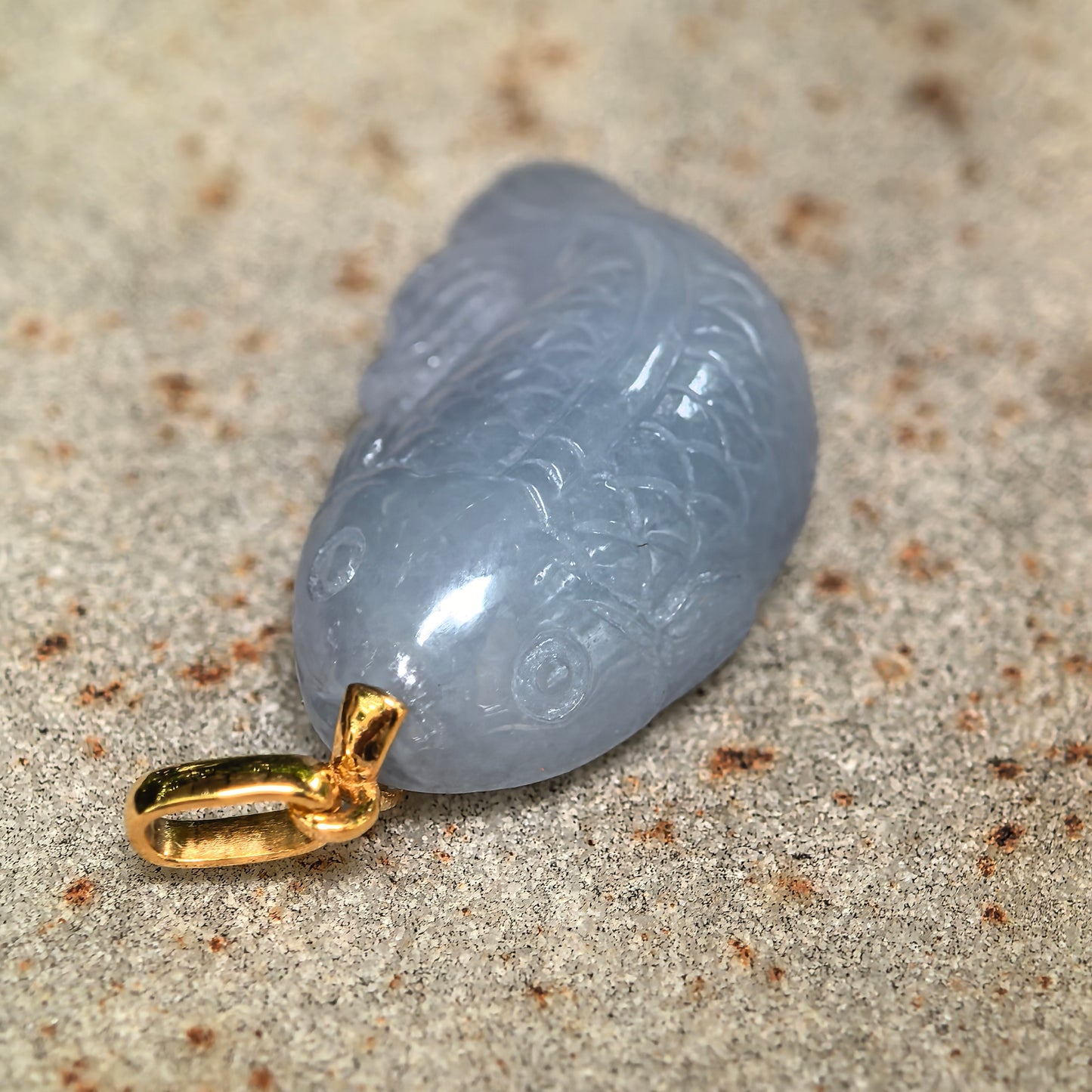 Natural Grade-A Glutinous Lavender Fish Jadeite Pendant · Burmese Jade