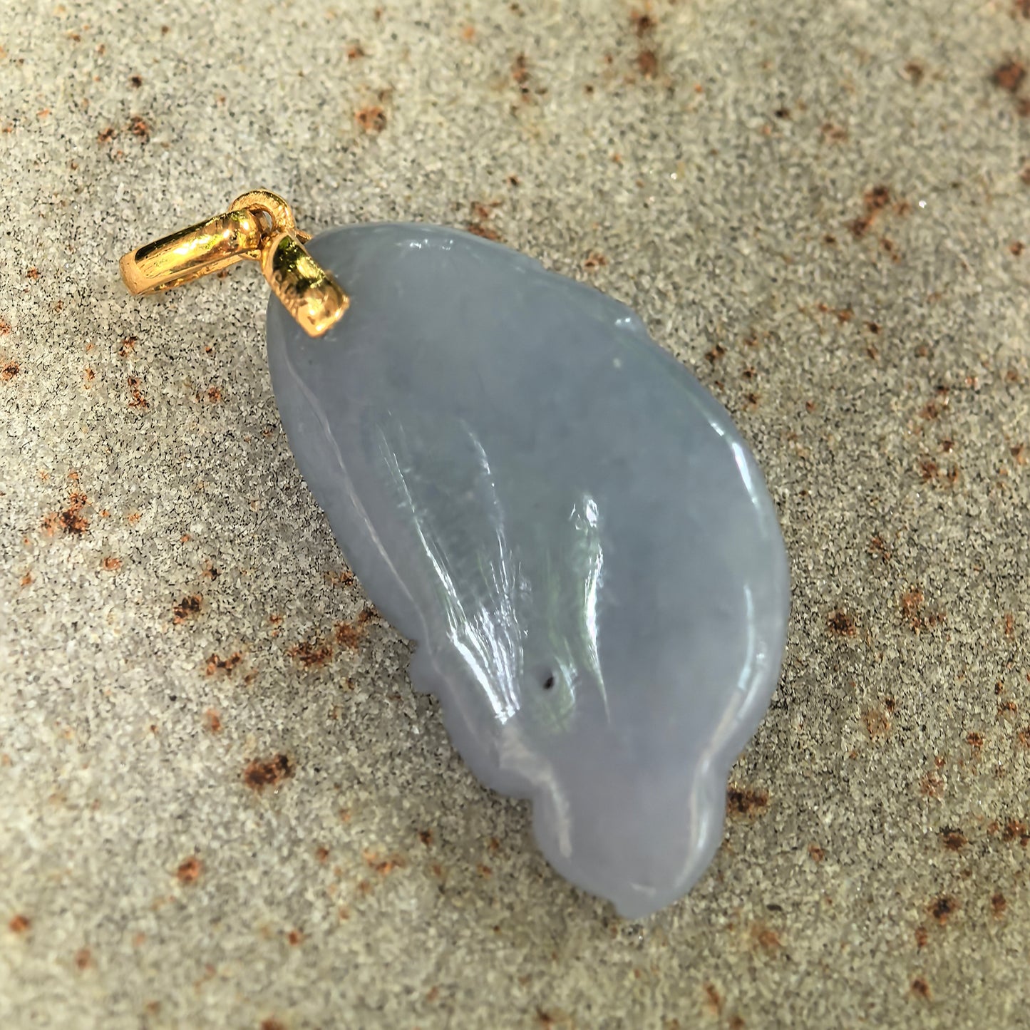 Natural Grade-A Glutinous Lavender Fish Jadeite Pendant · Burmese Jade