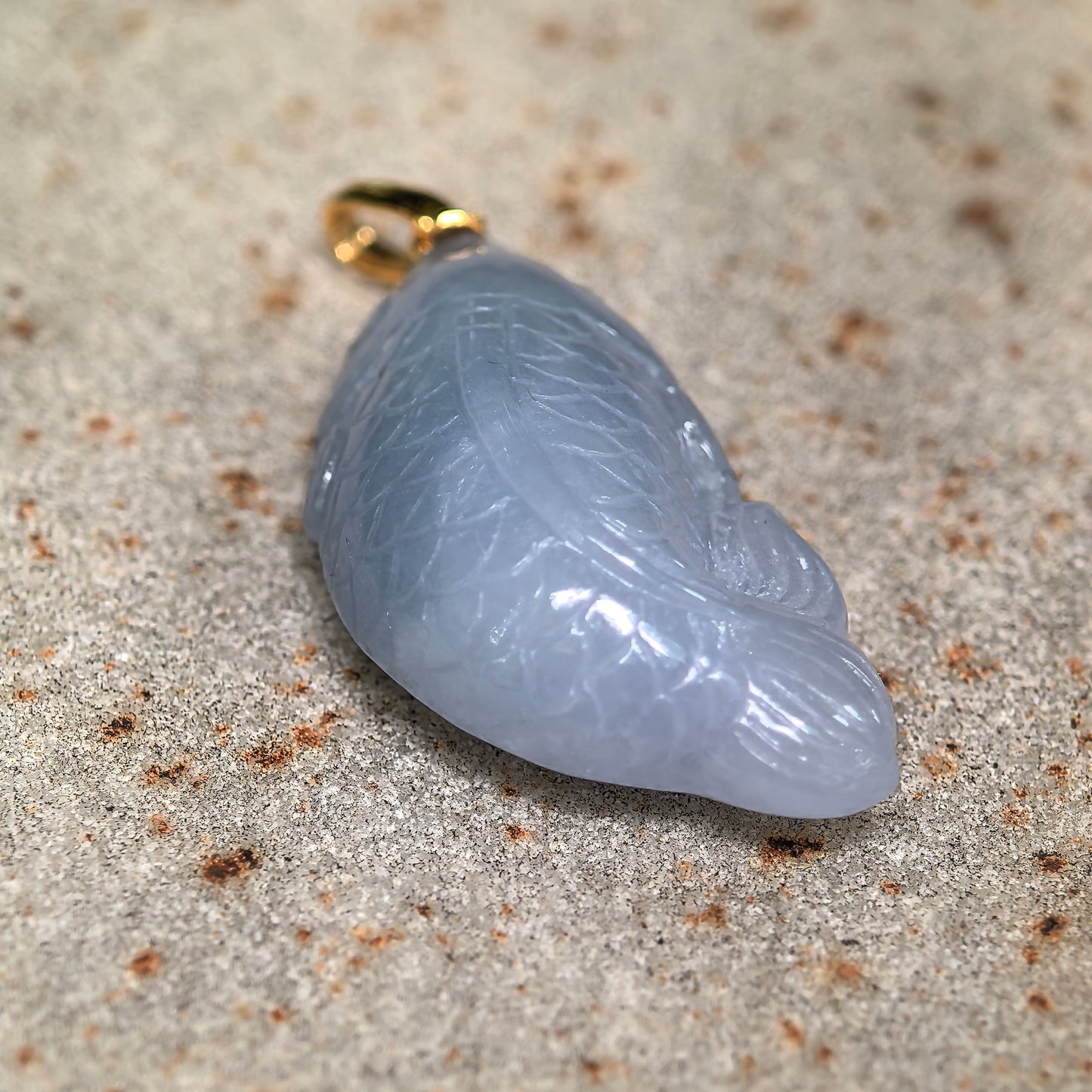 Natural Grade-A Glutinous Lavender Fish Jadeite Pendant · Burmese Jade