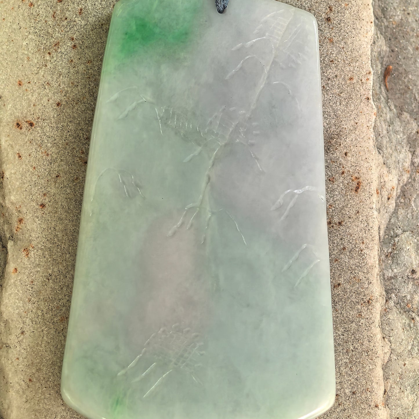 Natural Grade-A Glutinous White-Base Green Landscape Plaque Jadeite Pendant · Burmese Jade