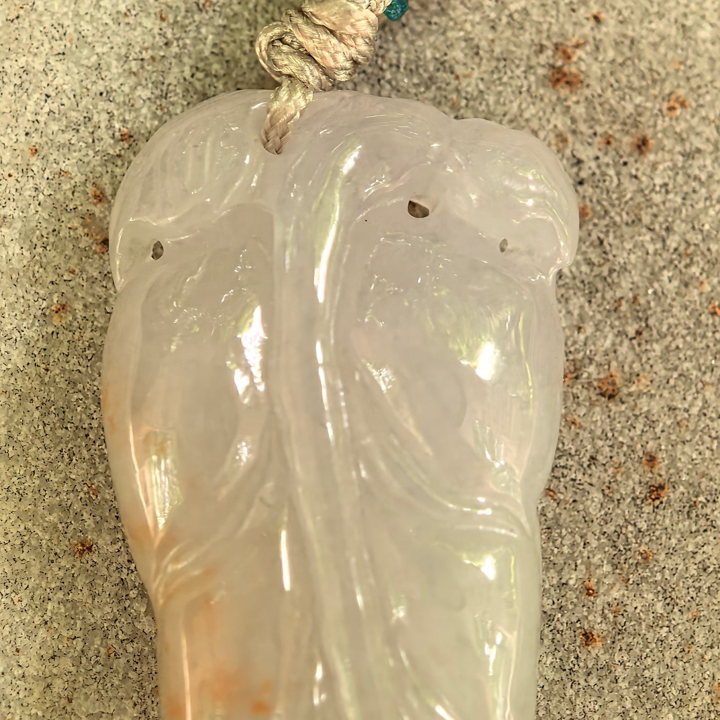 Natural Grade-A Icy Glutinous White-Base Golden-Splash Leaf Jadeite Pendant · Burmese Jade