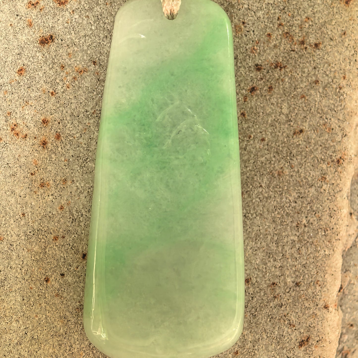 Natural Grade-A Glutinous White-Base Green Landscape Plaque Jadeite Pendant · Burmese Jade
