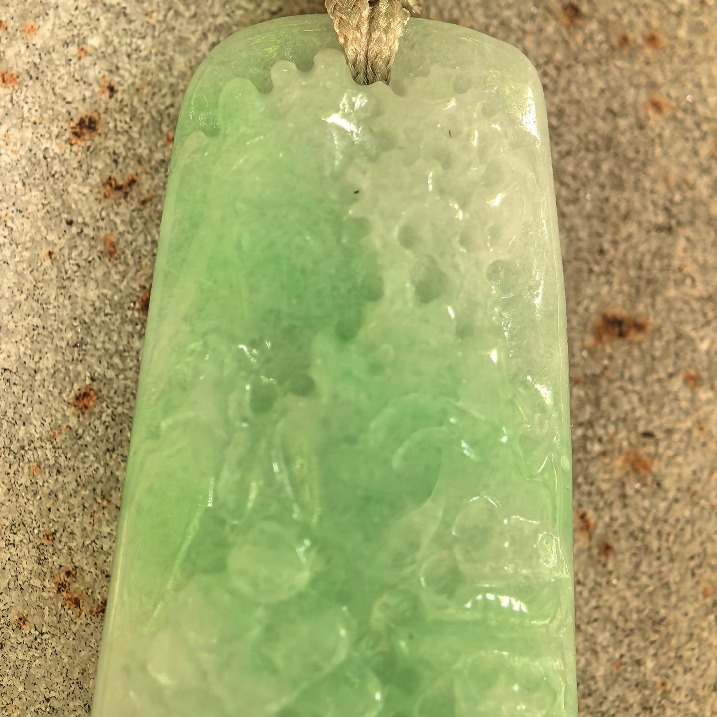 Natural Grade-A Glutinous White-Base Green Landscape Plaque Jadeite Pendant · Burmese Jade