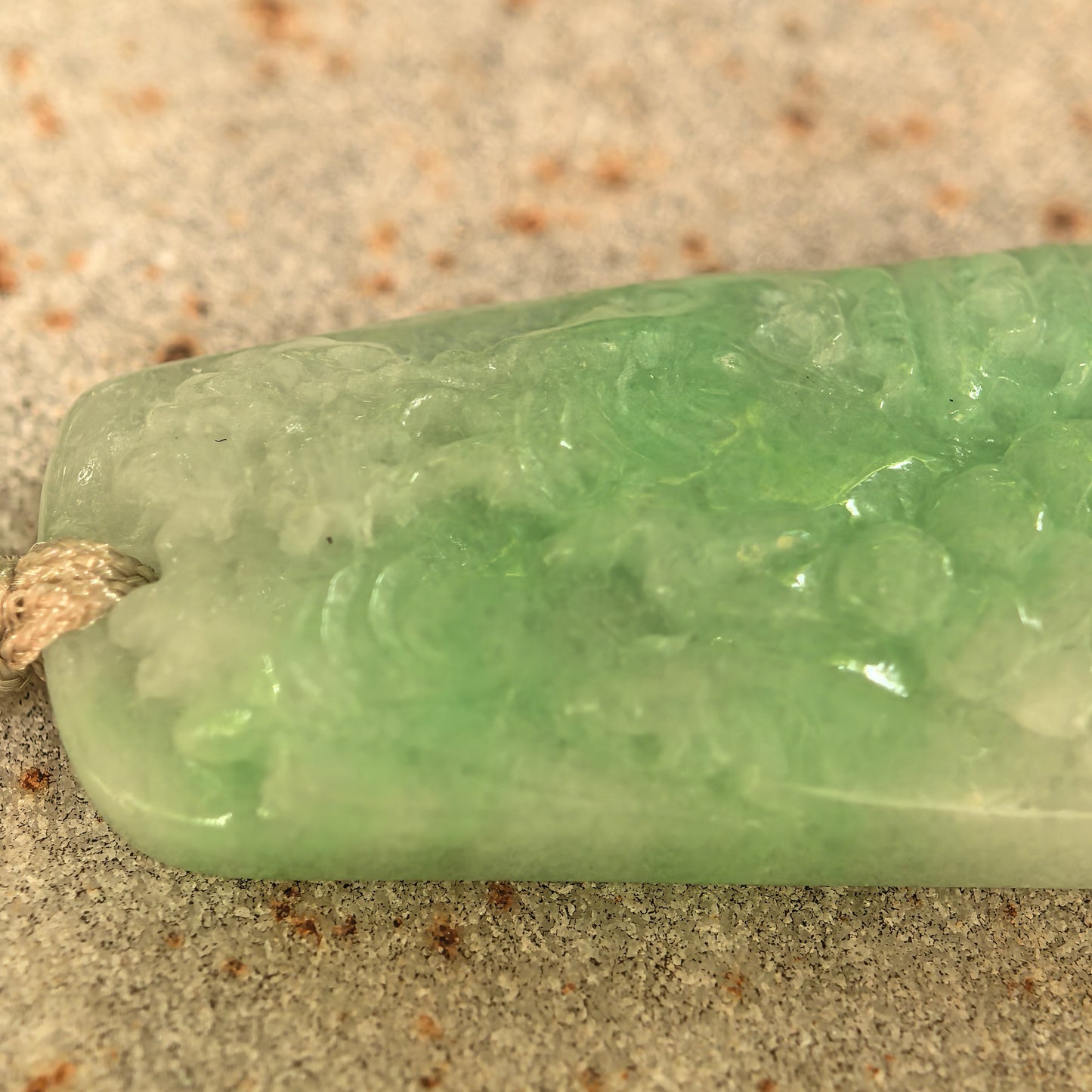 Natural Grade-A Glutinous White-Base Green Landscape Plaque Jadeite Pendant · Burmese Jade
