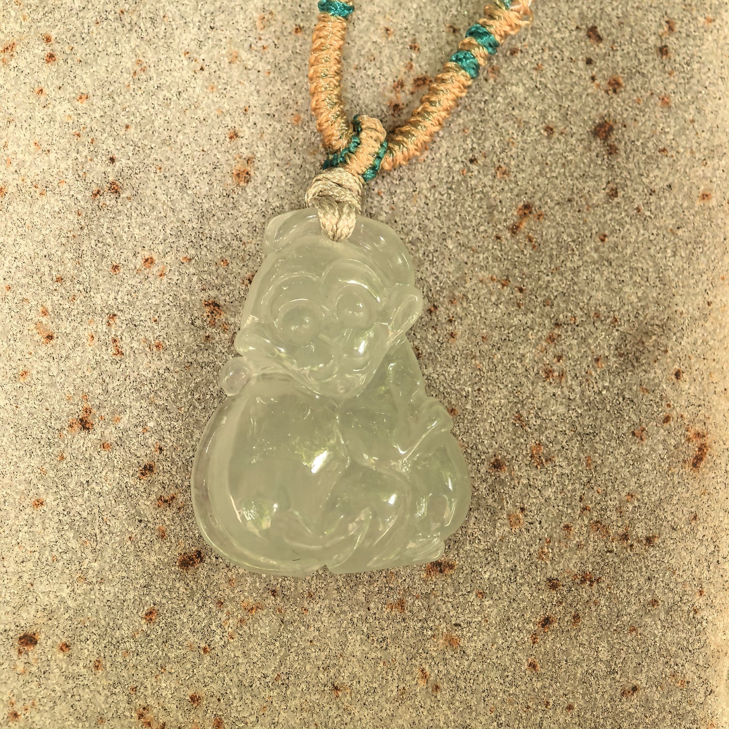 Natural Grade-A Icy Glutinous Light Green Base Monkey Jadeite Pendant · Burmese Jade