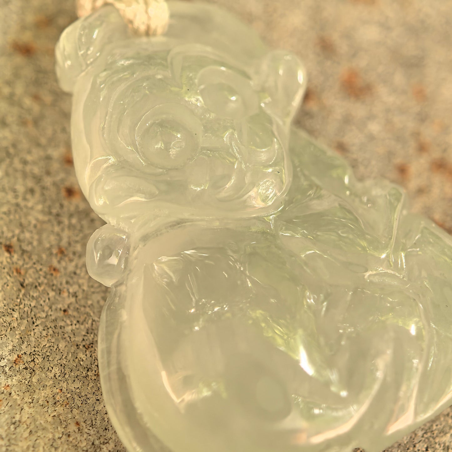 Natural Grade-A Icy Glutinous Light Green Base Monkey Jadeite Pendant · Burmese Jade
