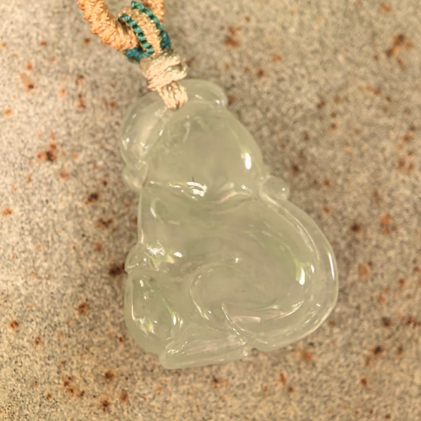 Natural Grade-A Icy Glutinous Light Green Base Monkey Jadeite Pendant · Burmese Jade