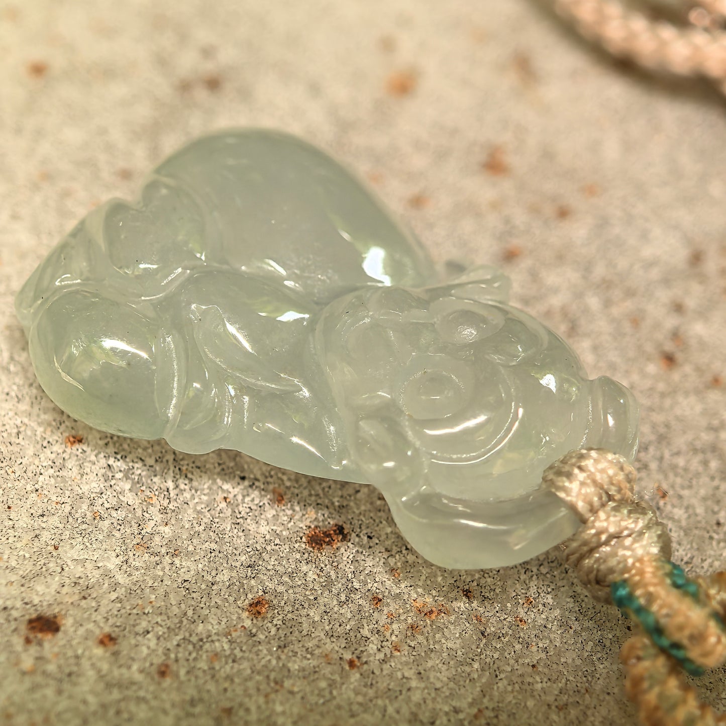 Natural Grade-A Icy Glutinous Light Green Base Monkey Jadeite Pendant · Burmese Jade