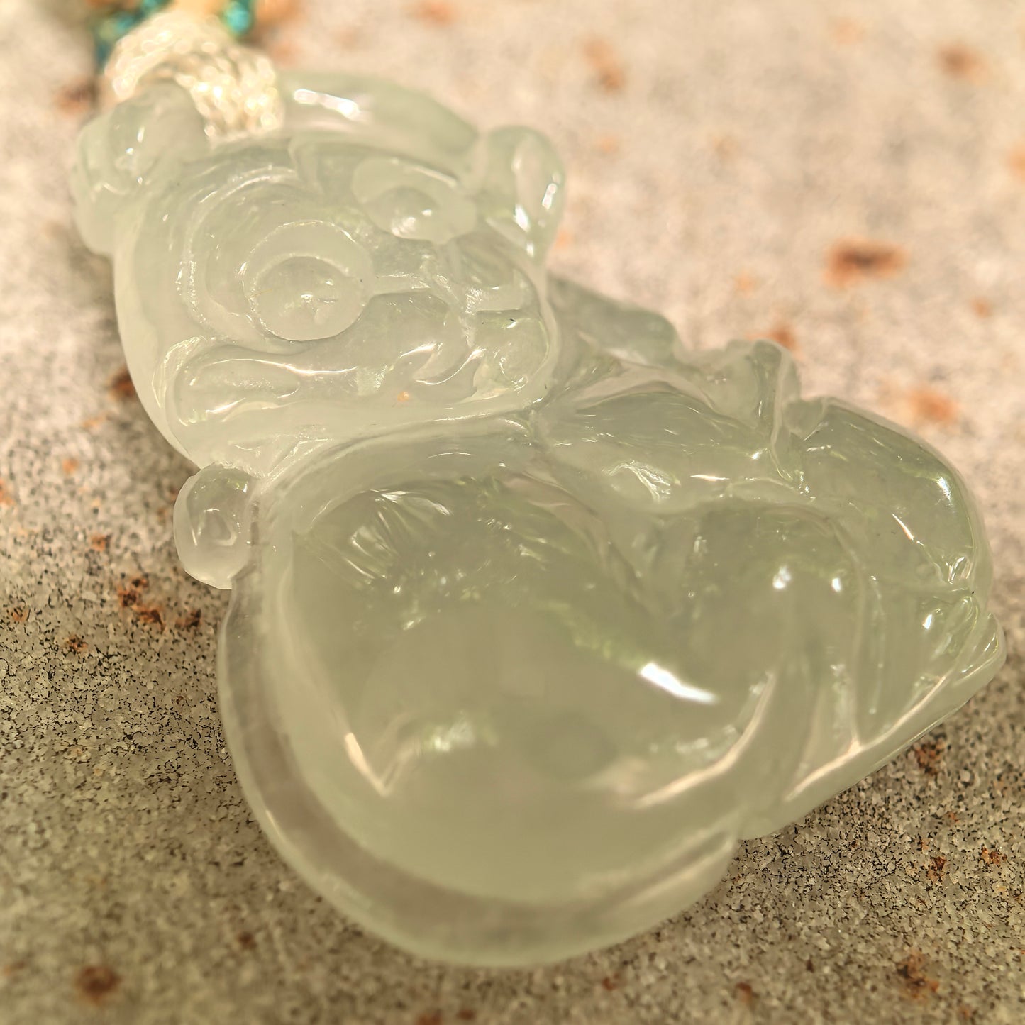 Natural Grade-A Icy Glutinous Light Green Base Monkey Jadeite Pendant · Burmese Jade