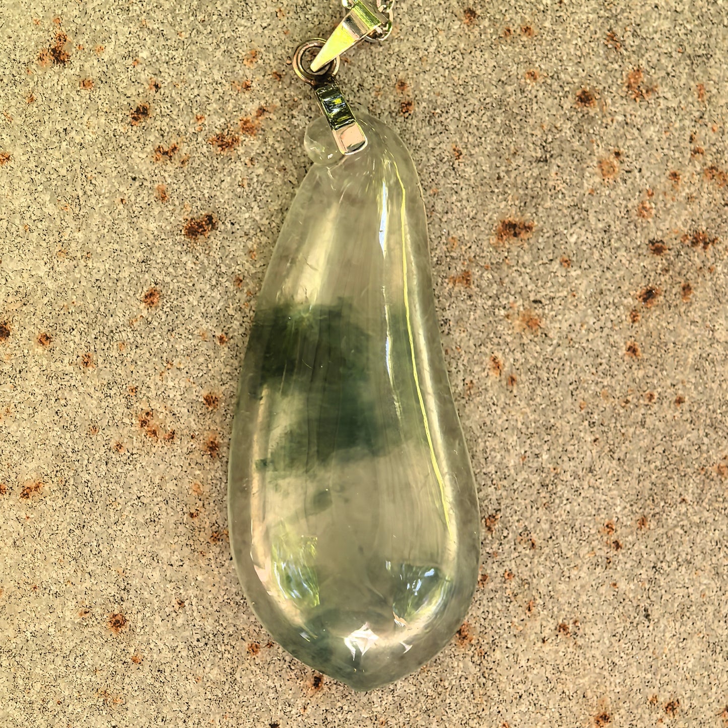 Natural Grade-A Icy Green Floating Flower Melon Jadeite Pendant · Burmese Jade