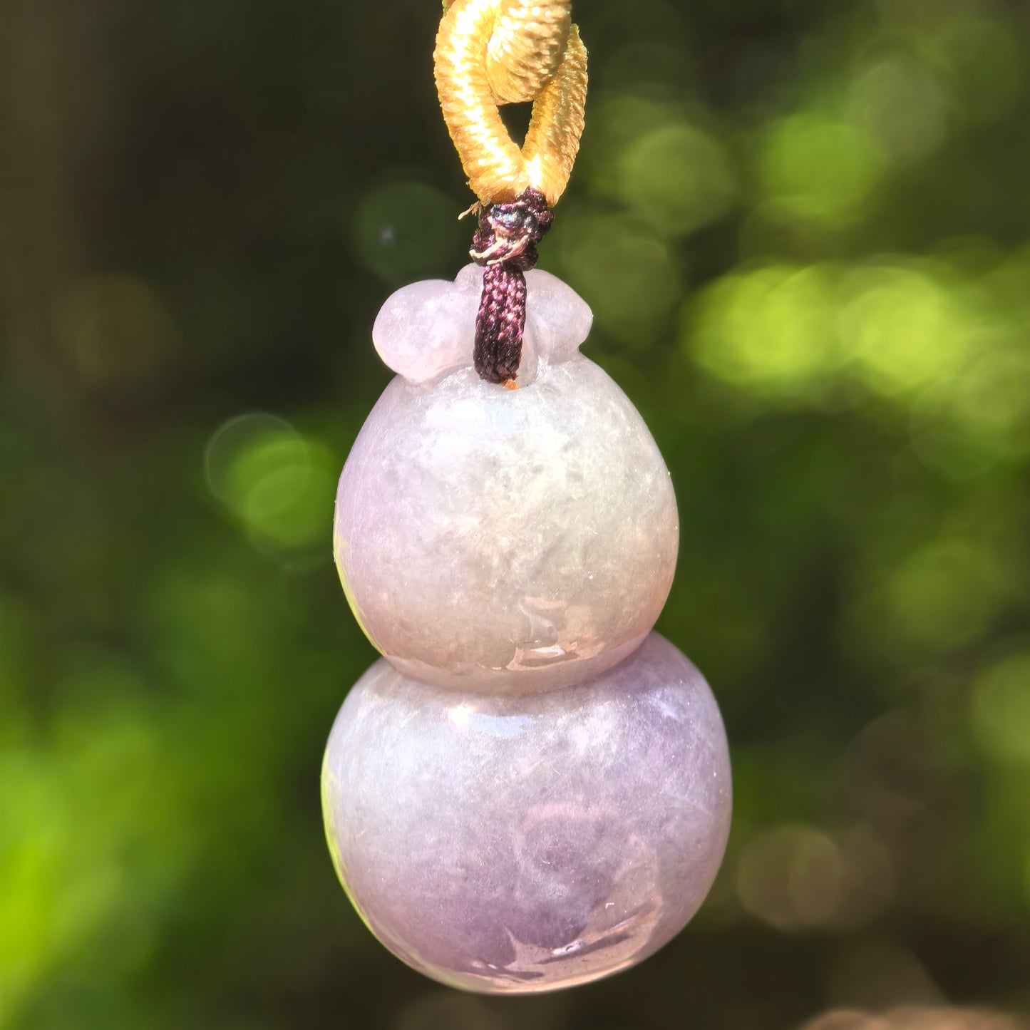 Natural Grade-A Jadeite Glutinous Lavender Gourd Pendant · Burmese Jade