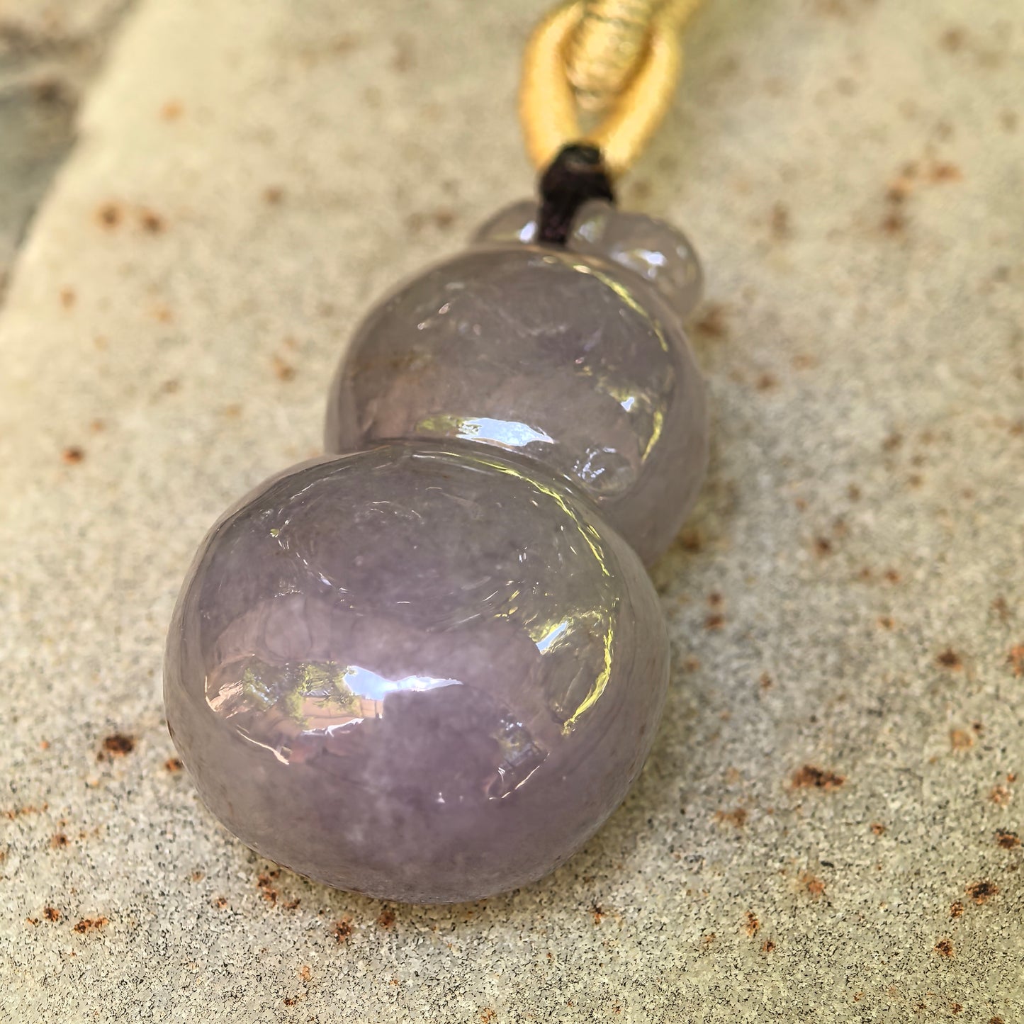Natural Grade-A Jadeite Glutinous Lavender Gourd Pendant · Burmese Jade