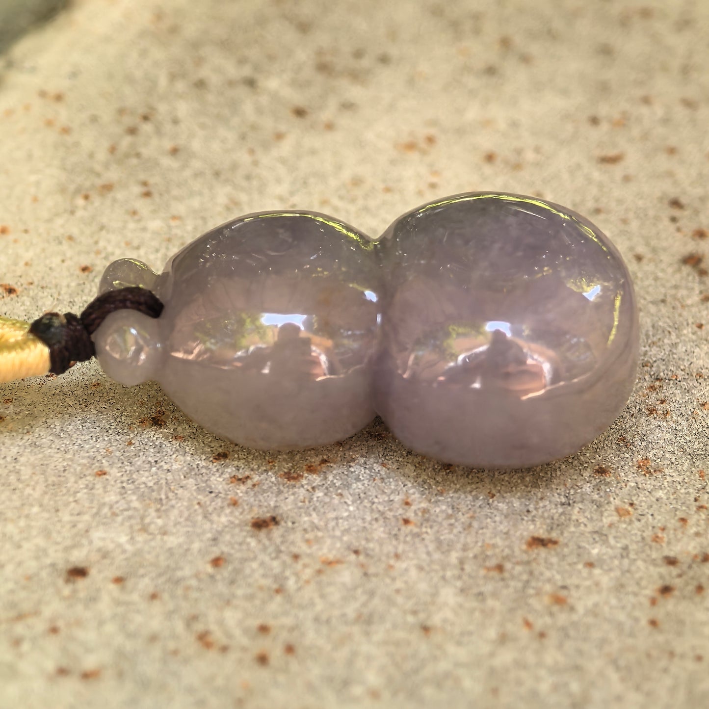 Natural Grade-A Jadeite Glutinous Lavender Gourd Pendant · Burmese Jade