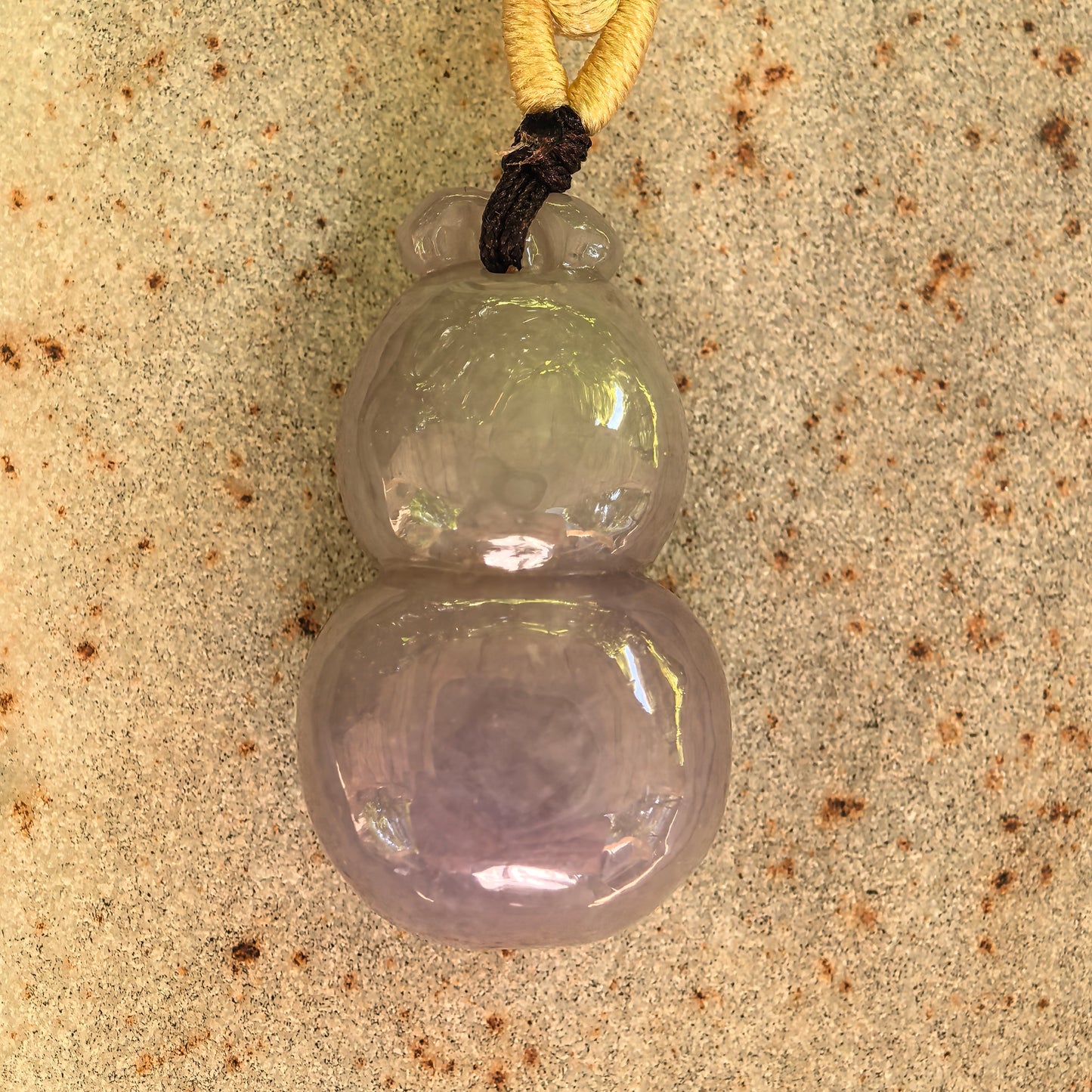 Natural Grade-A Jadeite Glutinous Lavender Gourd Pendant · Burmese Jade
