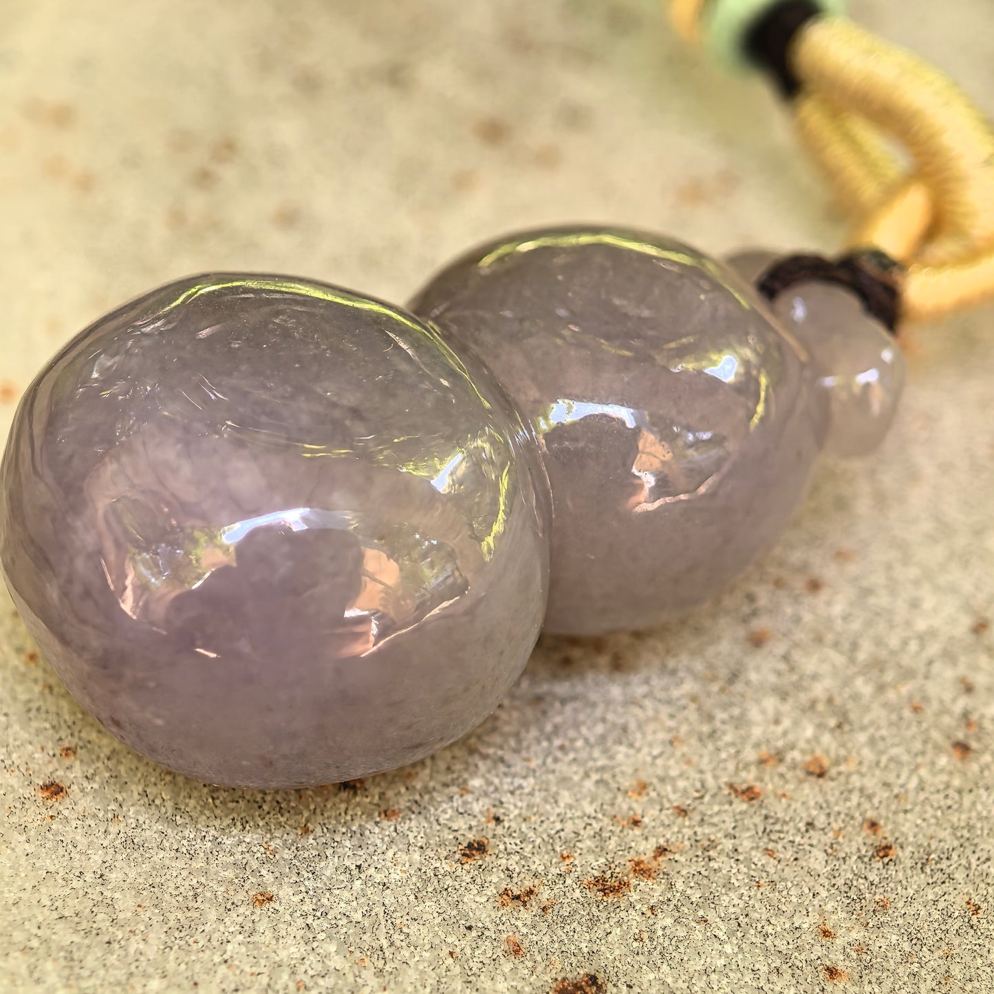 Natural Grade-A Jadeite Glutinous Lavender Gourd Pendant · Burmese Jade