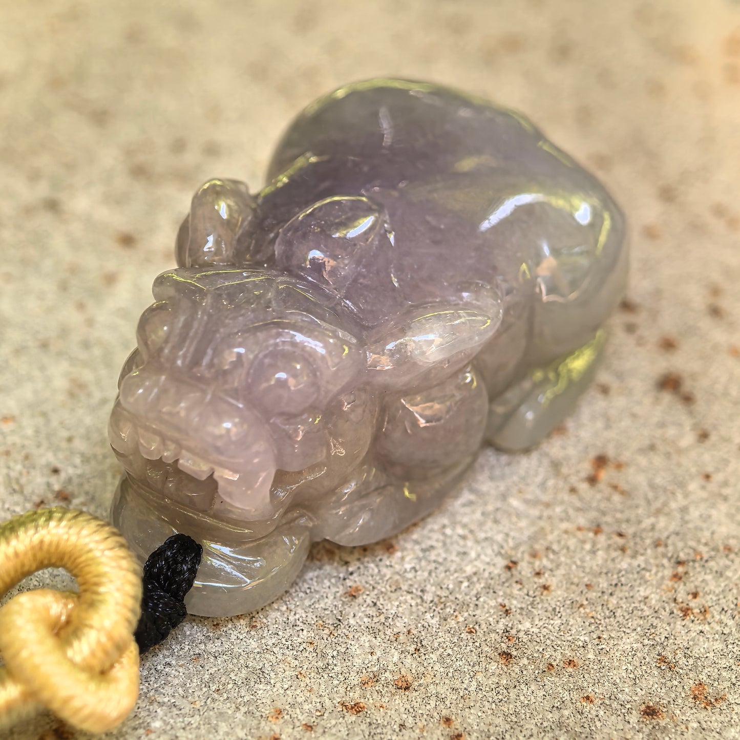 Natural Grade-A Jadeite Glutinous Lavender Pixiu Pendant · Burmese Jade